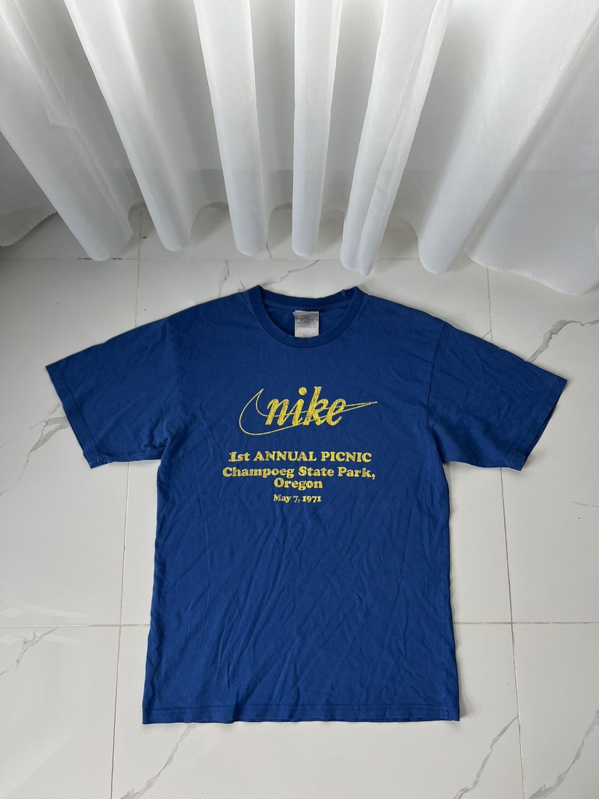 Nike × Vintage 90's NIKE OREGON RETRO BIG SWOOSH LOGO TEE 71 PICNIC Size US S / EU 44-46 / 1 - 1 Thumbnail