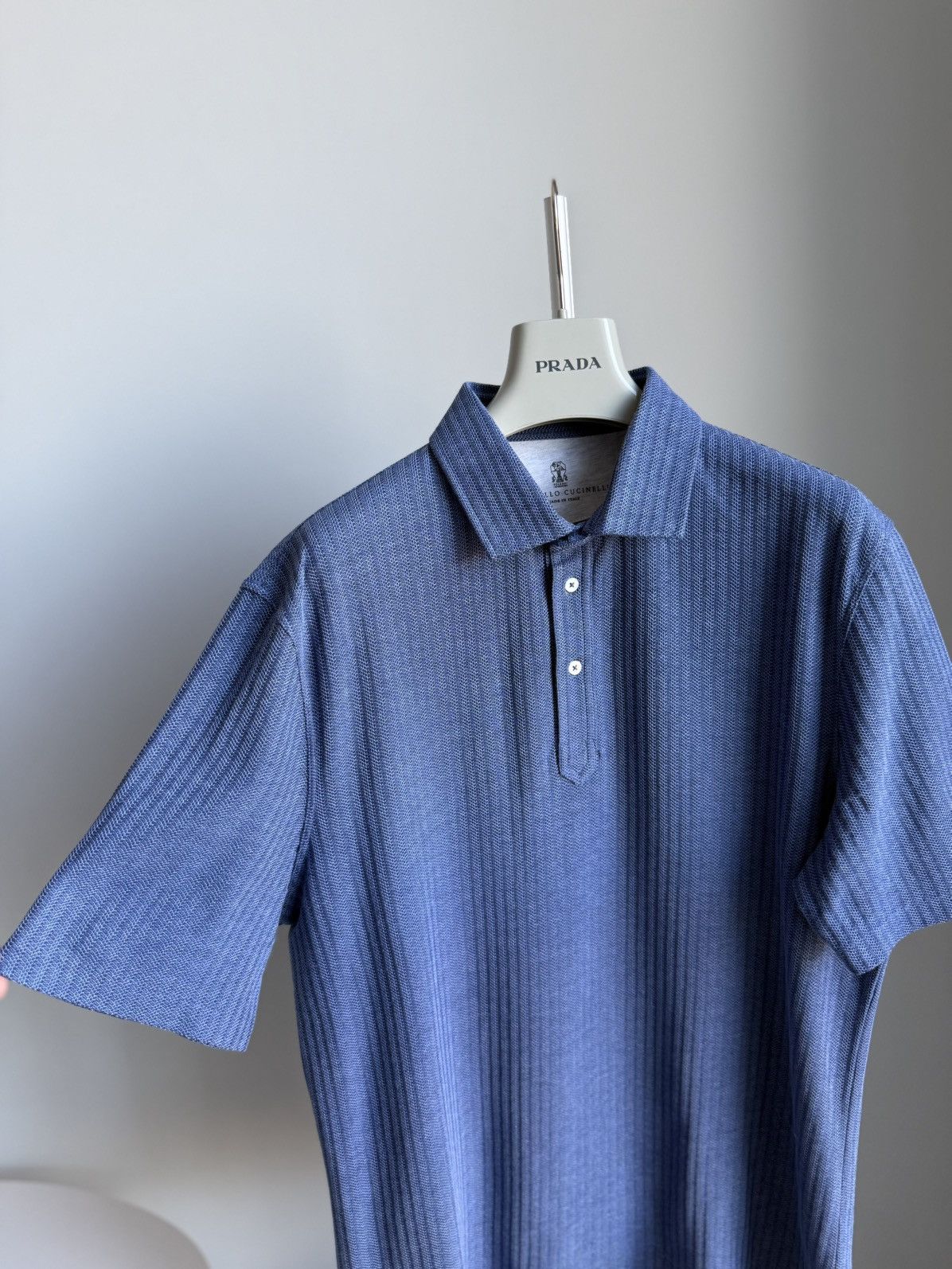 Brunello Cucinelli Brunello Cucinelli Blue Polo Tee Mens Silk / Cotton Size L Size US L / EU 52-54 / 3 - 13 Thumbnail
