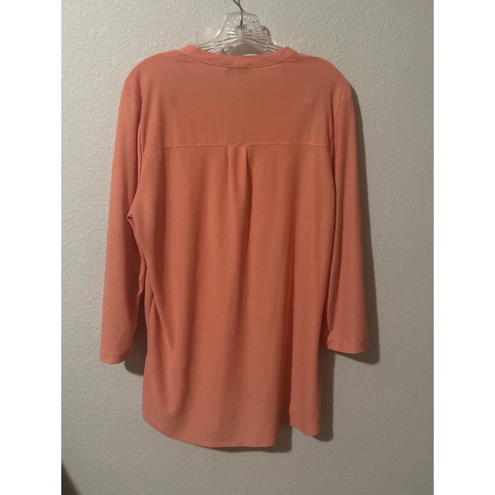 Vintage isle apparel Blouse Women S Orange V-Neck 3/4 Sleeve Pullover Casual Workwear" Size S / US 4 / IT 40 - 3 Thumbnail