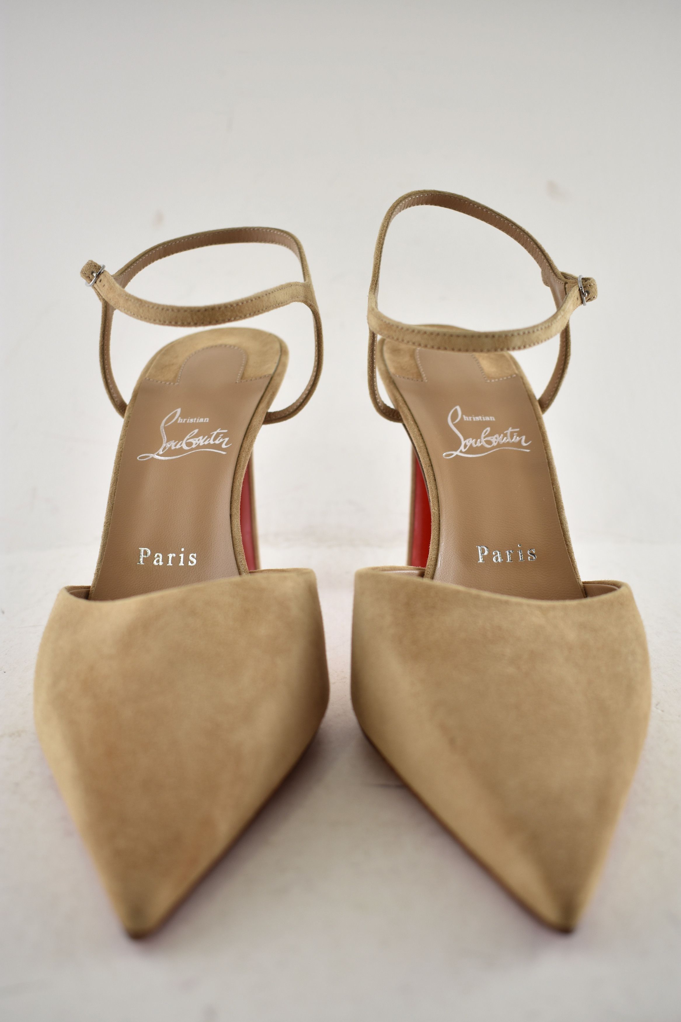 Christian Louboutin Condora Riviera 85 Lionne Beige Brown Strap Heel Pump 40 Size US 10 / IT 40 - 10 Thumbnail