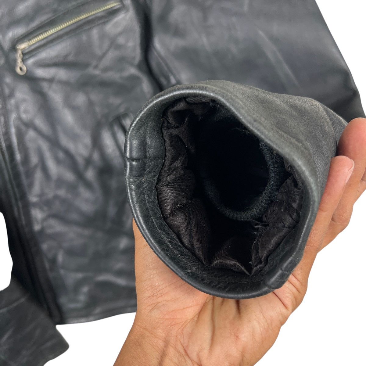 Genuine Leather 🔥 R.B.C LEGEND STEERHIDE REAL LEATHER CAFE RACER JACKET Size US S / EU 44-46 / 1 - 16 Thumbnail