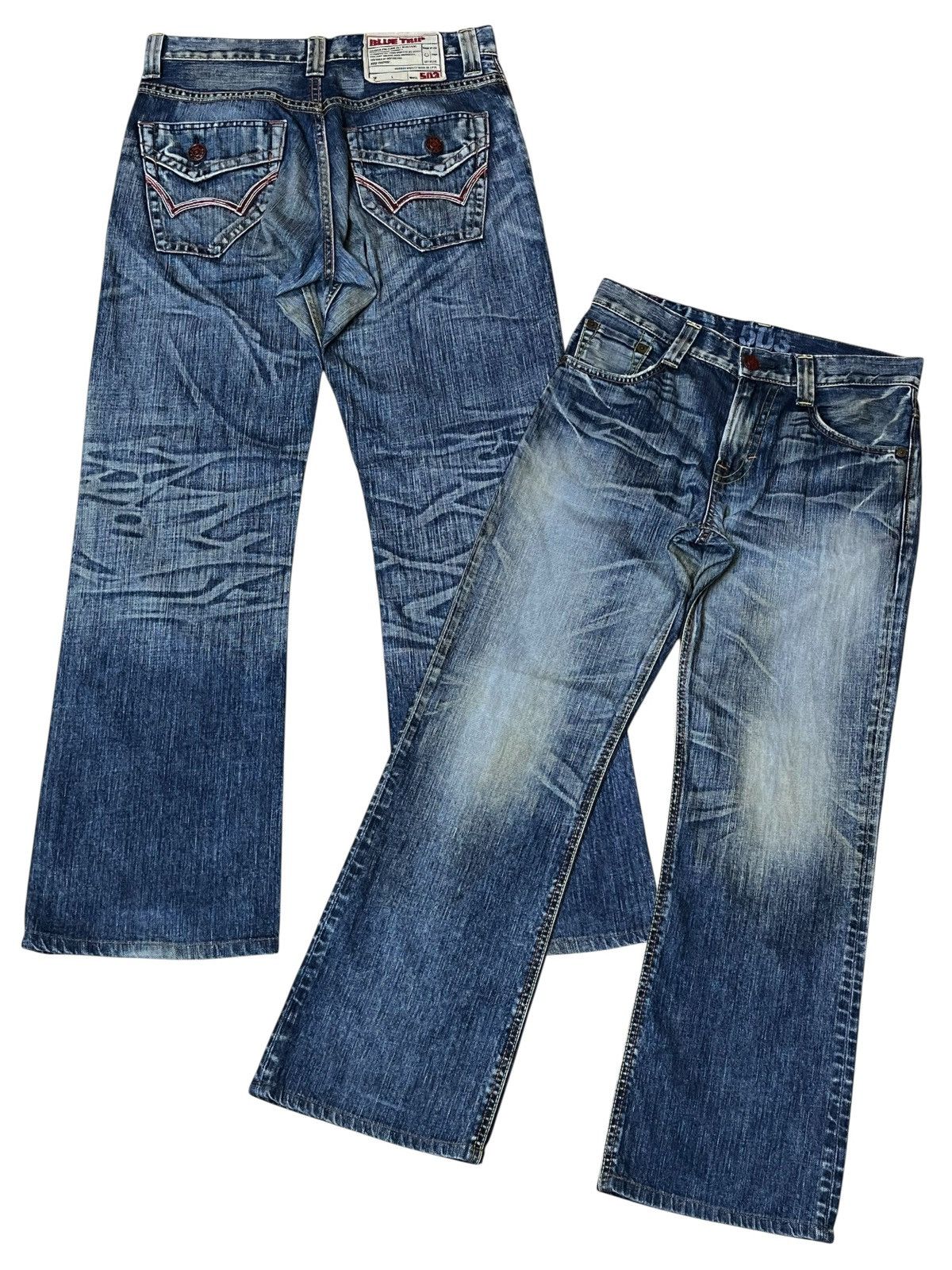 Edwin Vintage y2k EDWIN 503 BLUE TRIP straight cut whiskers jeans Size US 31 - 1 Thumbnail