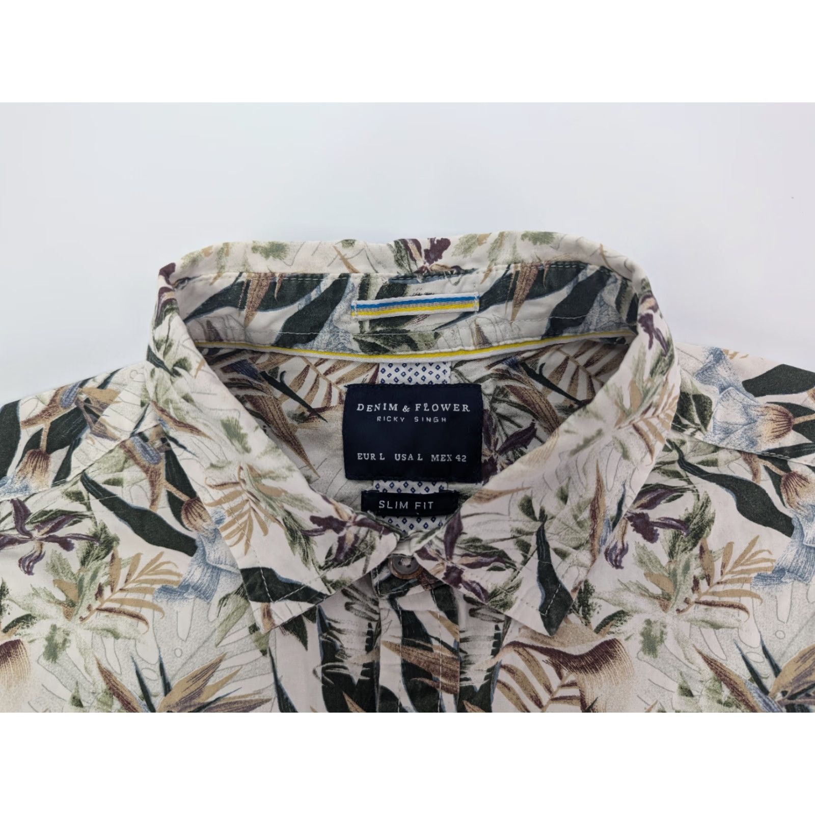 Denime Denim & Flower Ricky Singh Tropical Print Slim Fit Short Sleeve Shirt Mens Large Size US L / EU 52-54 / 3 - 6 Thumbnail