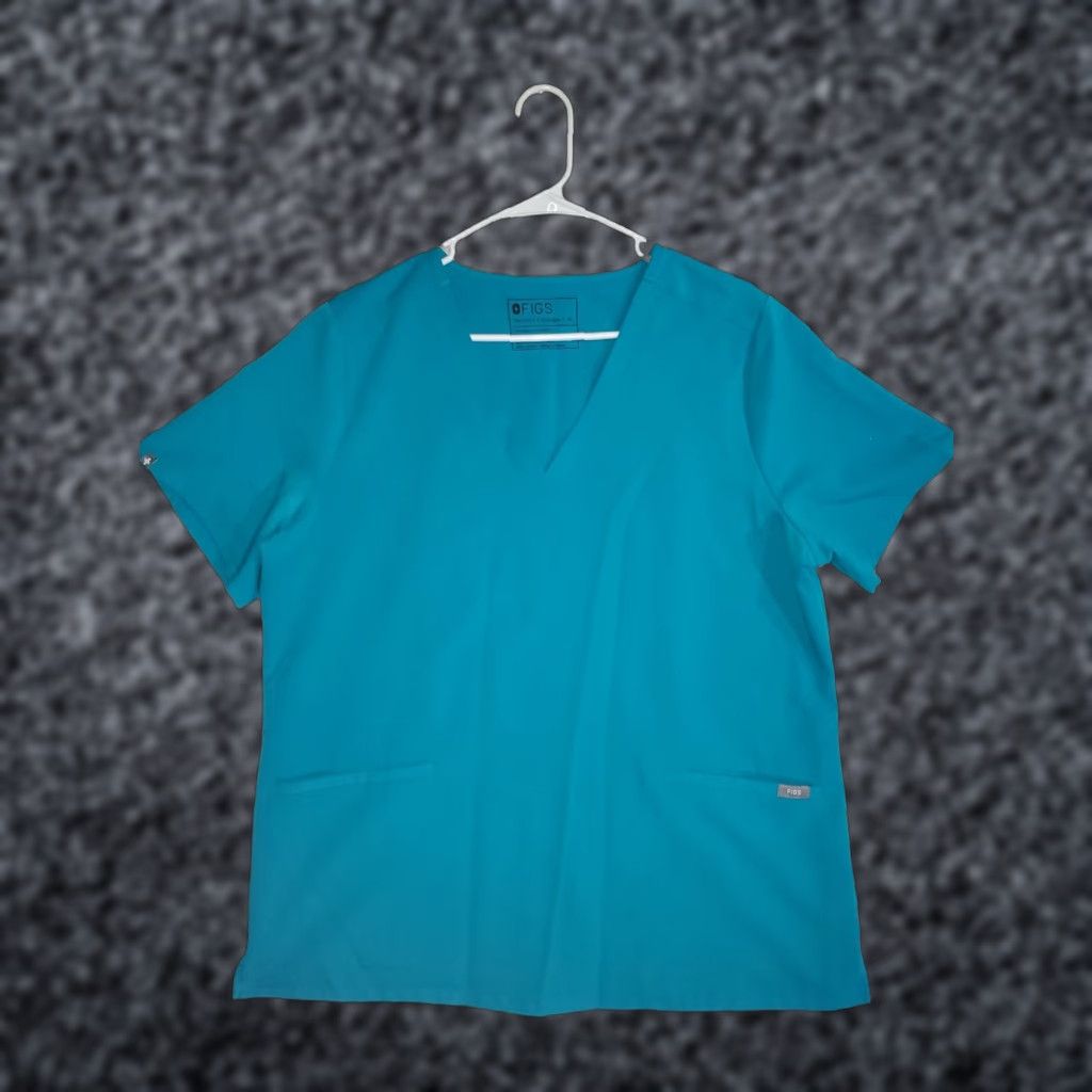 X-LARGE FIGS Technical Collection Blue Casma 3 Pocket Scrub Top Women X-Large Size XL / US 12-14 / IT 48-50 - 1 Thumbnail