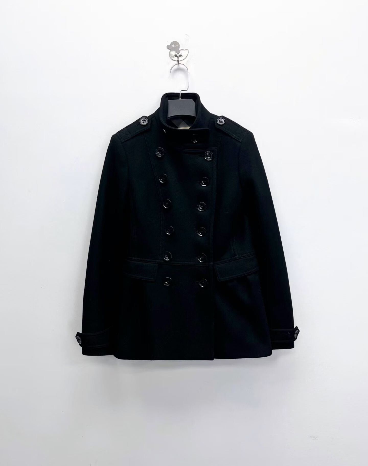 Burberry Burberry Brit Black Check Lining Wool Coat Size XXS / US 00 / IT 34 - 1 Thumbnail