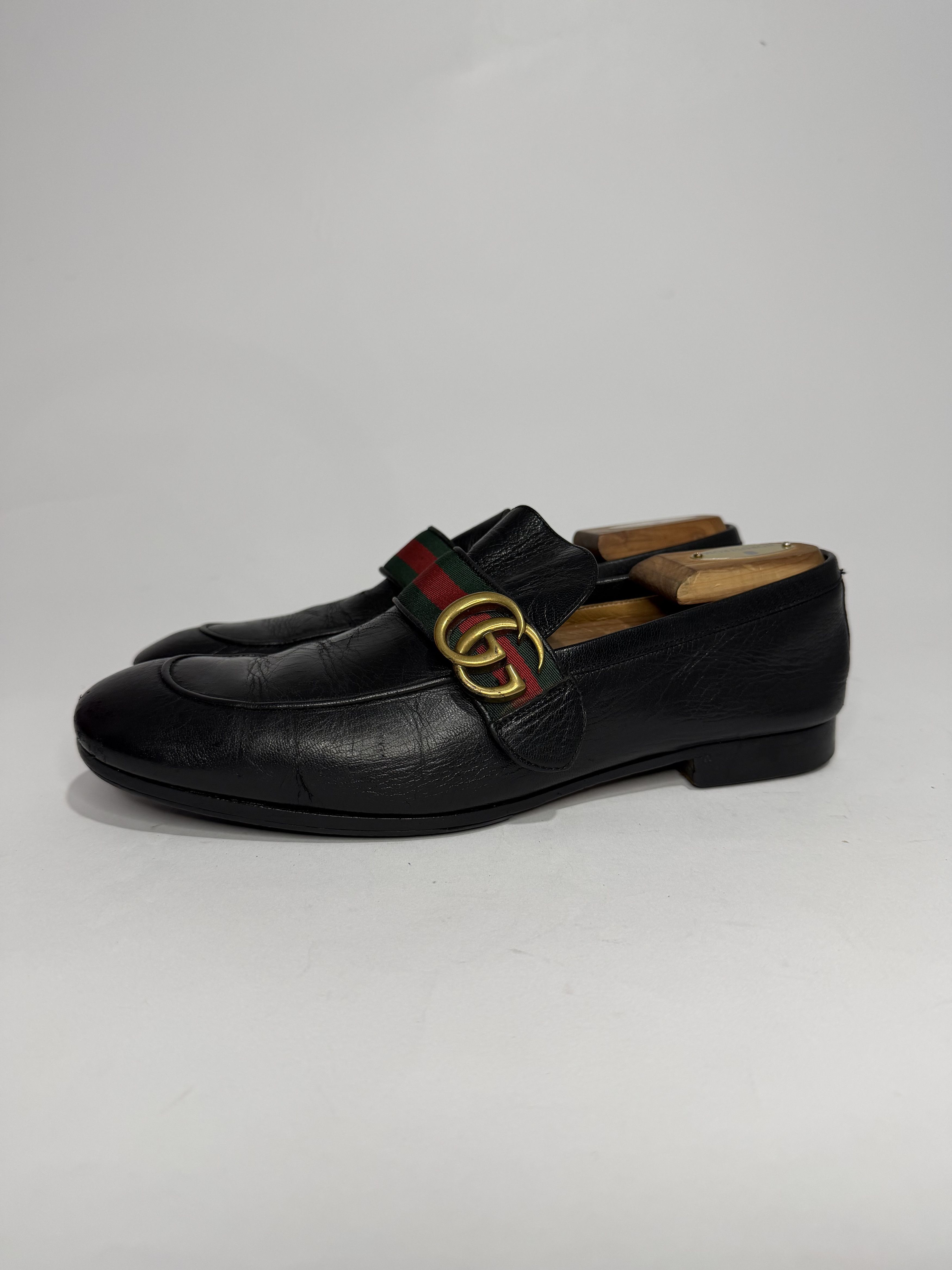 Gucci Gucci Black Leather GG Web Penny Loafers Size US 8.5 / EU 41-42 - 5 Thumbnail