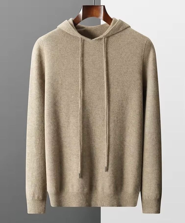 Other 100% Merino Wool Beige Knitted Casual Sweater Hooded Jumper Size US L / EU 52-54 / 3 - 1 Thumbnail