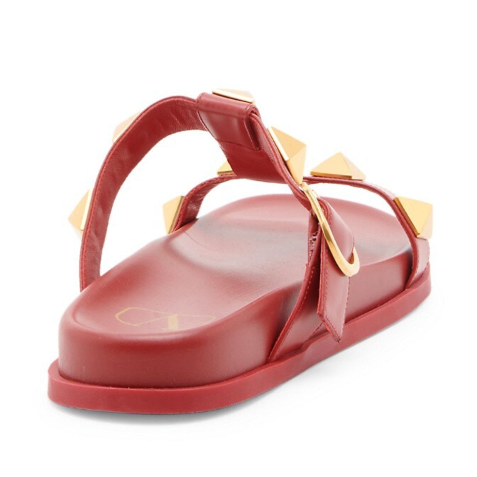 Valentino Valentino Rockstud Roman Stud Rosso Red Gold Leather Slide Size US 6 / IT 36 - 10 Thumbnail