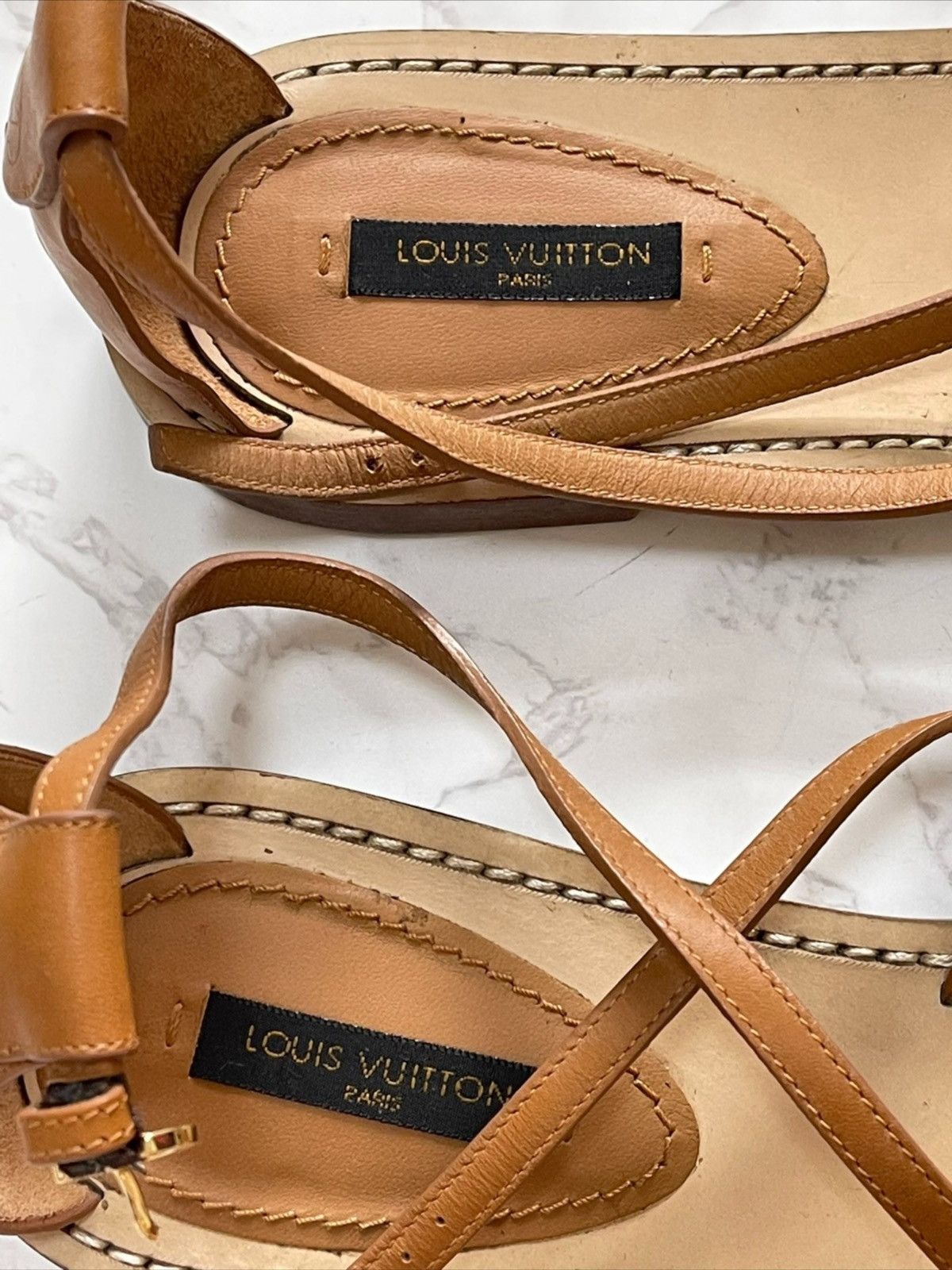 Louis Vuitton Louis Vuitton Gold Leather sandal Size US 8.5 / IT 38.5 - 2 Thumbnail