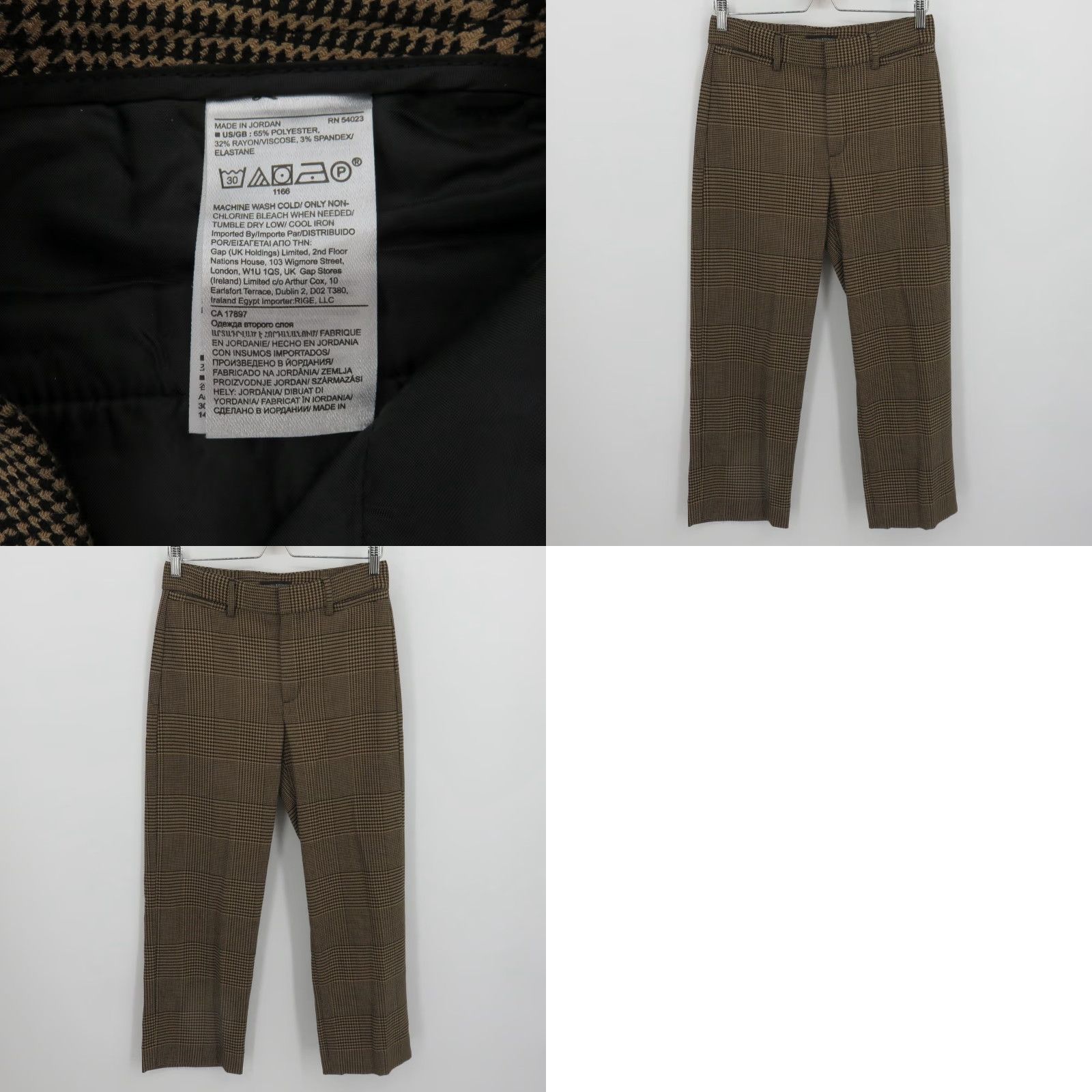 Banana Republic Banana Republic Women 4 Tan Black Houndstooth Check Flat Front Pants Size 27" / US 4 / IT 40 - 8 Thumbnail