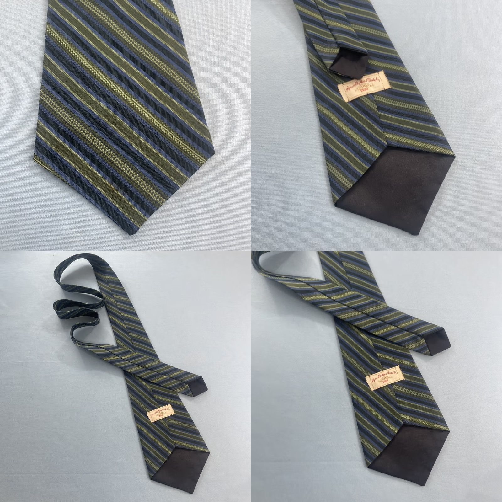 Vintage vtg 70s ExtraWide Necktie 5" Repp Kipper Tie Specially Handmade by Doris 5.25x60 green blue gray Men Tie Vintage 70s Extras Wide Slim 60" Cap Vs Size ONE SIZE - 8 Thumbnail