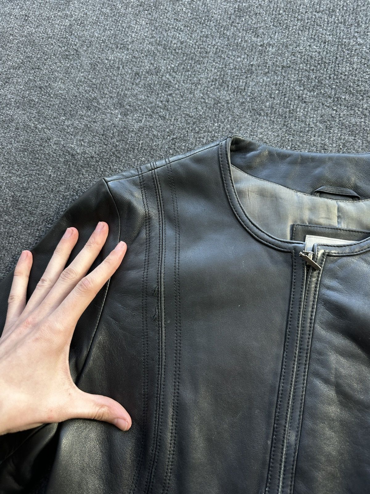 Other 🚨Y2K RICK OWENS TYPE DIRTY SLIM FIT ZIP LEATHER JACKET Size M / US 6-8 / IT 42-44 - 9 Thumbnail