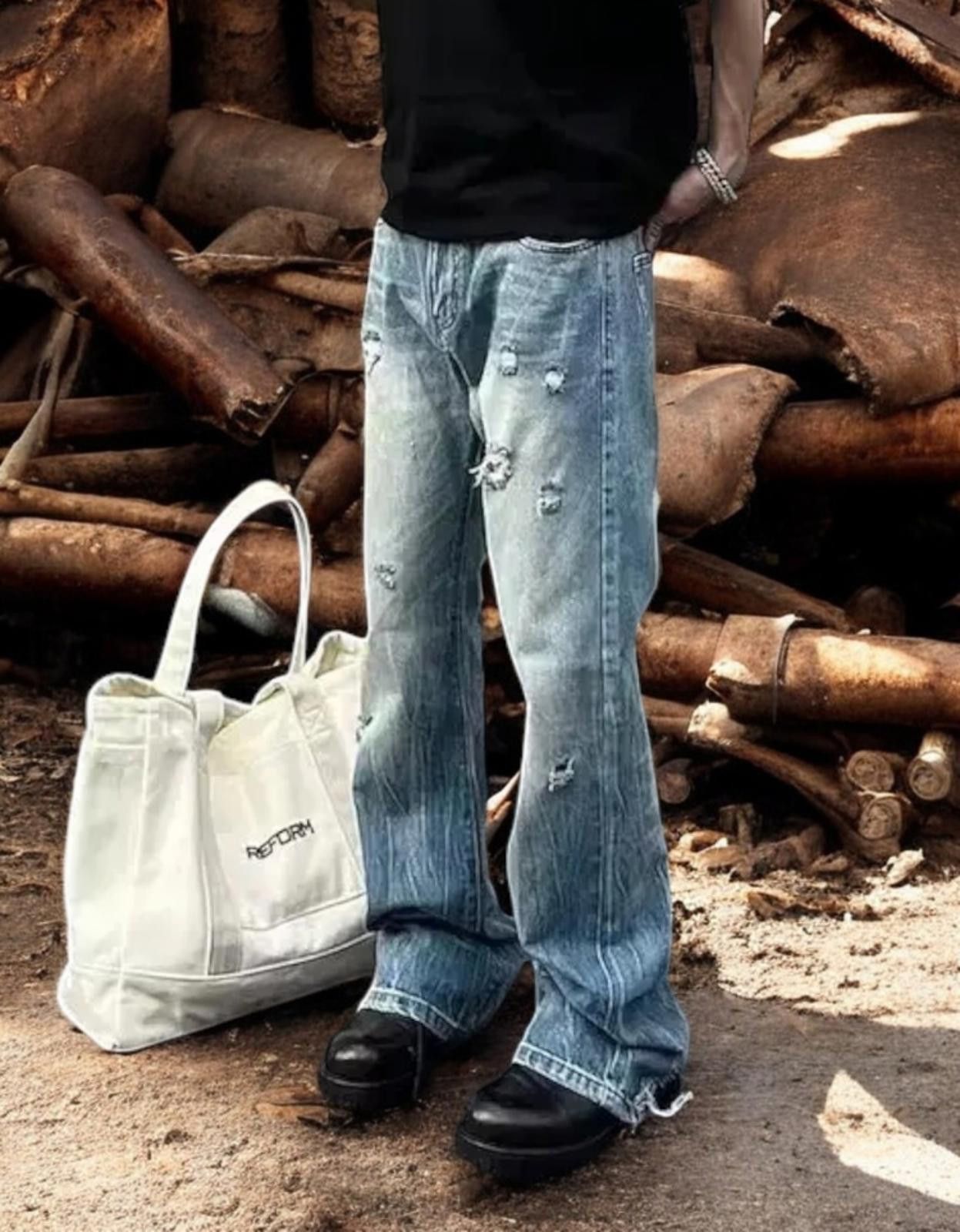 Vintage Distressed Stacked Denim Jeans Size US 30 / EU 46 - 2 Thumbnail