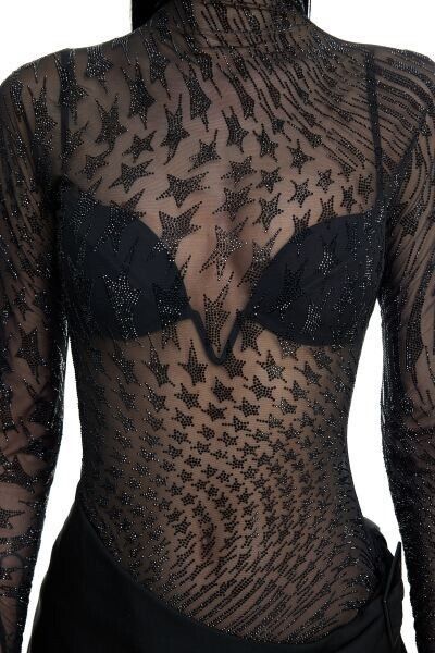 Mugler New Set Mugler x H&M Rhinestone Embellished Mesh Top+ Tights Size M / US 6-8 / IT 42-44 - 10 Thumbnail