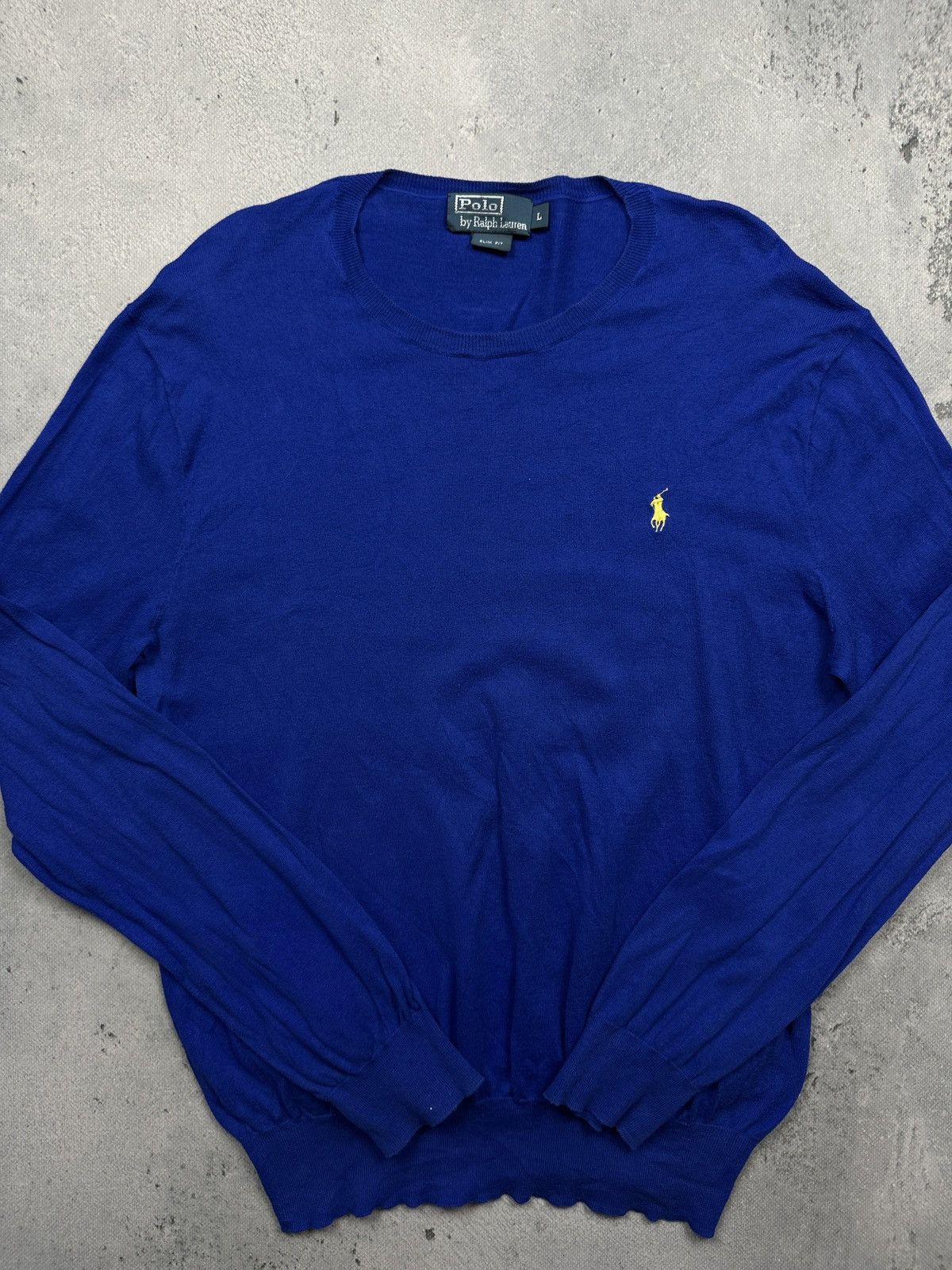 Polo Ralph Lauren Polo Ralph Lauren Blue y2k Sweater Yellow Pony 90s Lux 00s Size US L / EU 52-54 / 3 - 10 Thumbnail