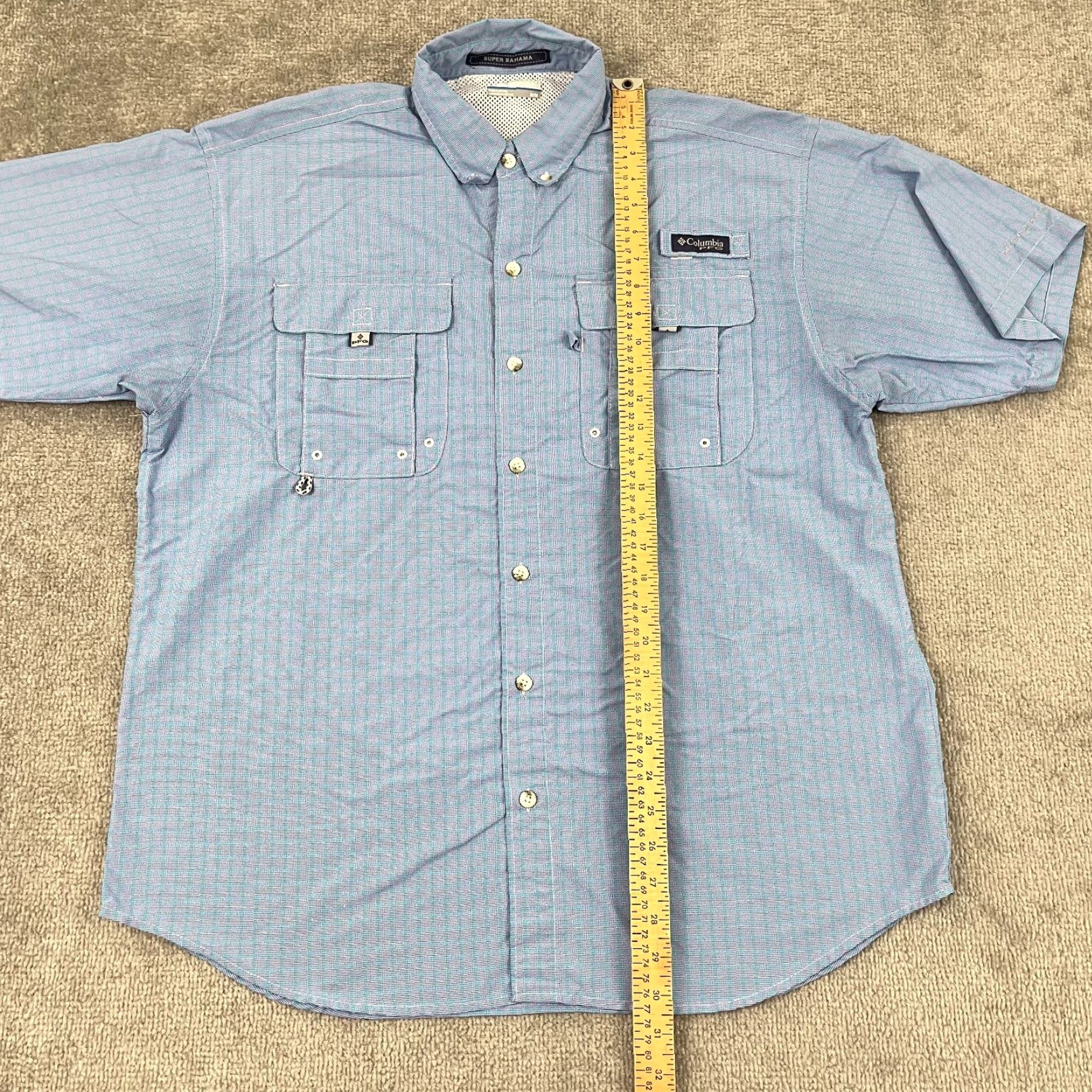 Vintage VINTAGE Columbia Men’s Short Sleeve Plaid Button-Down Shirt Omni-Shade Outdoor Fishing Casual Spring Summer Fall Winter Blue M Size US M / EU 48-50 / 2 - 5 Thumbnail