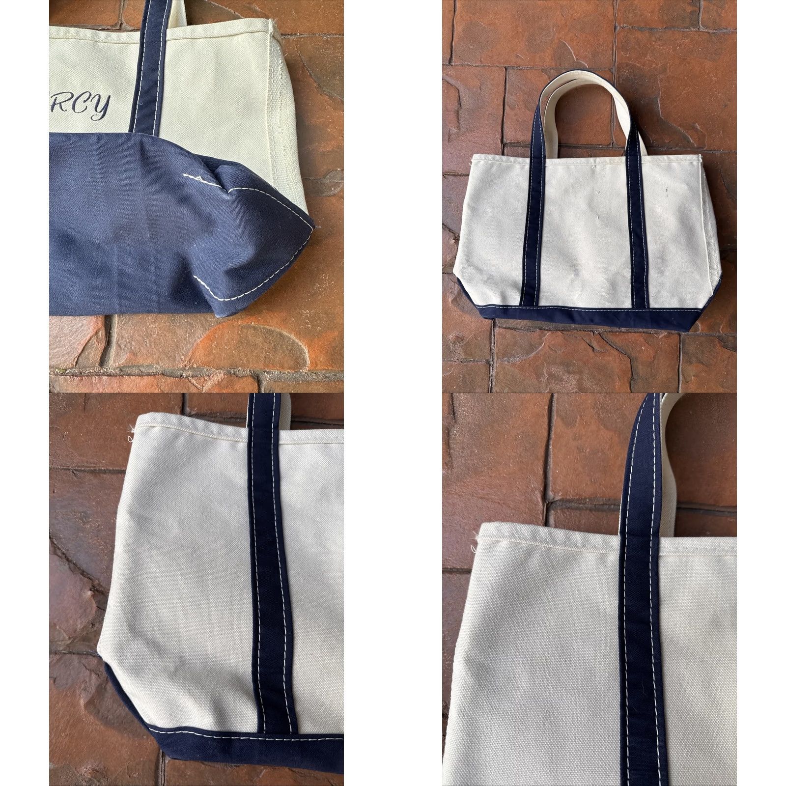 Vintage VINTAGE LL Bean Boat & Tote Canvas Bag 18x12 White/blue 90s Tote Unisex Adults Medium 18x12 Navy Blue Bag Width: 18 in Handled Cotton Mens/Womens Size ONE SIZE - 8 Thumbnail