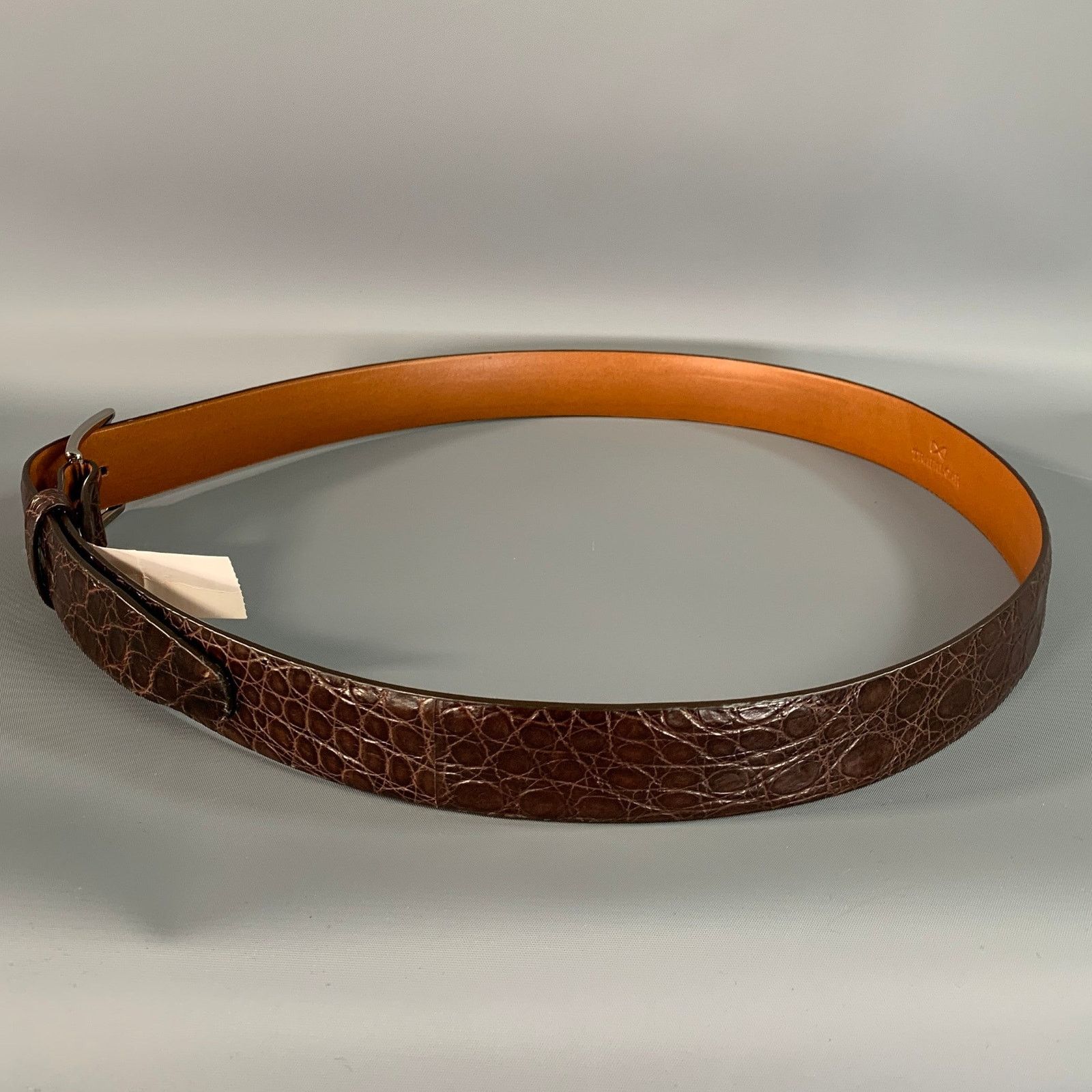 Trafalgar Size 42 Brown Croc Embossed Crocodile Belt, Men's — image 5 of 6