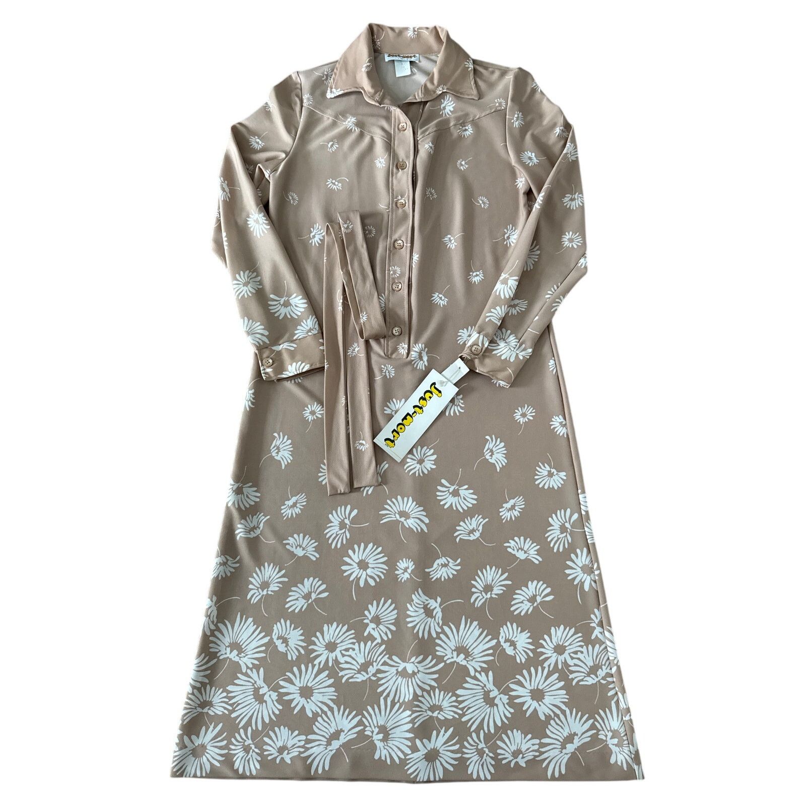 Vintage NWT Vtg Just-Mort Khaki collared Dress white daisy print M Size M / US 6-8 / IT 42-44 - 15 Thumbnail