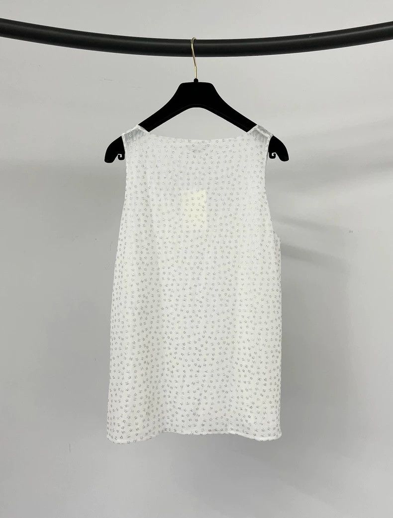Chanel Chanel White full logo suspender vest Size XS / US 0-2 / IT 36-38 - 2 Thumbnail