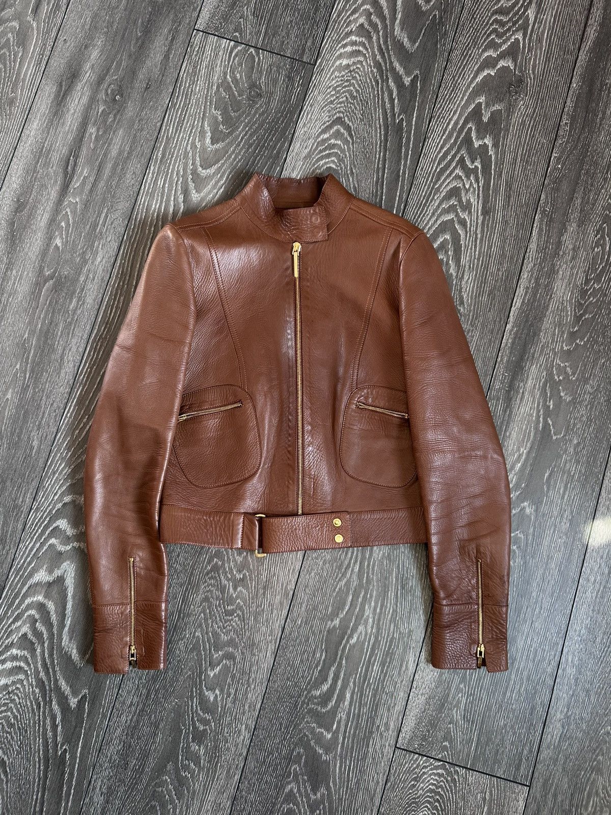 Gucci gucci ss99 by tom ford leather biker jacket Size S / US 4 / IT 40 - 1 Thumbnail
