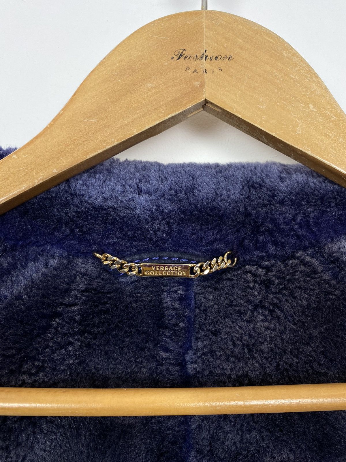 Designer Versace Collection Long Length Shearling Coat Jacket Purple Size S / US 4 / IT 40 - 11 Thumbnail