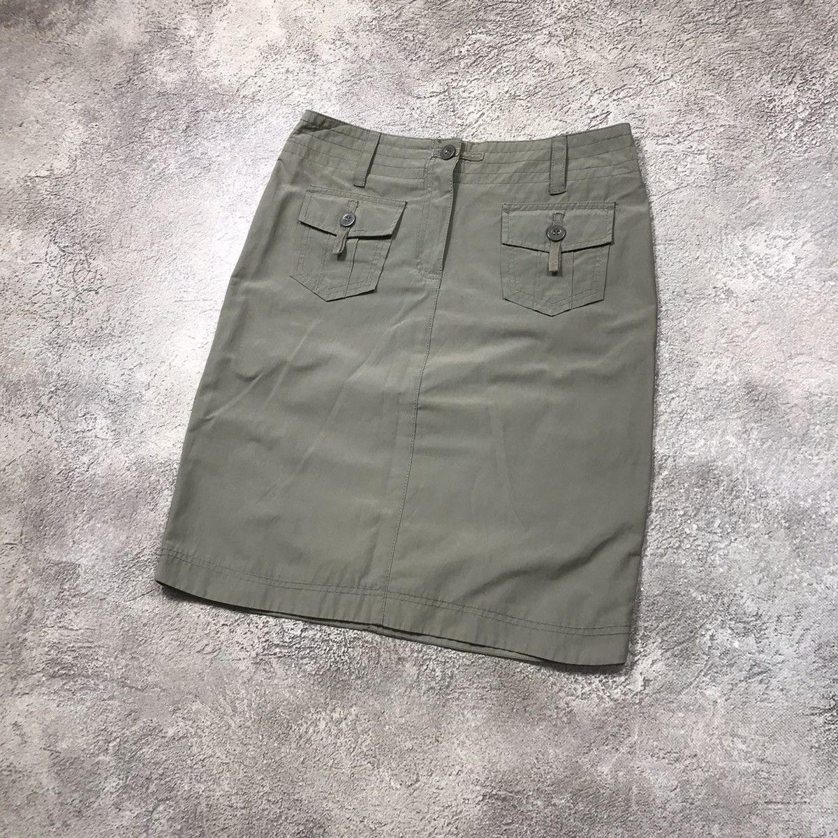 Vintage Vintage Y2K Cargo Skirt Olive Green Streetwear Gorpcore 29 Size 29" - 2 Thumbnail