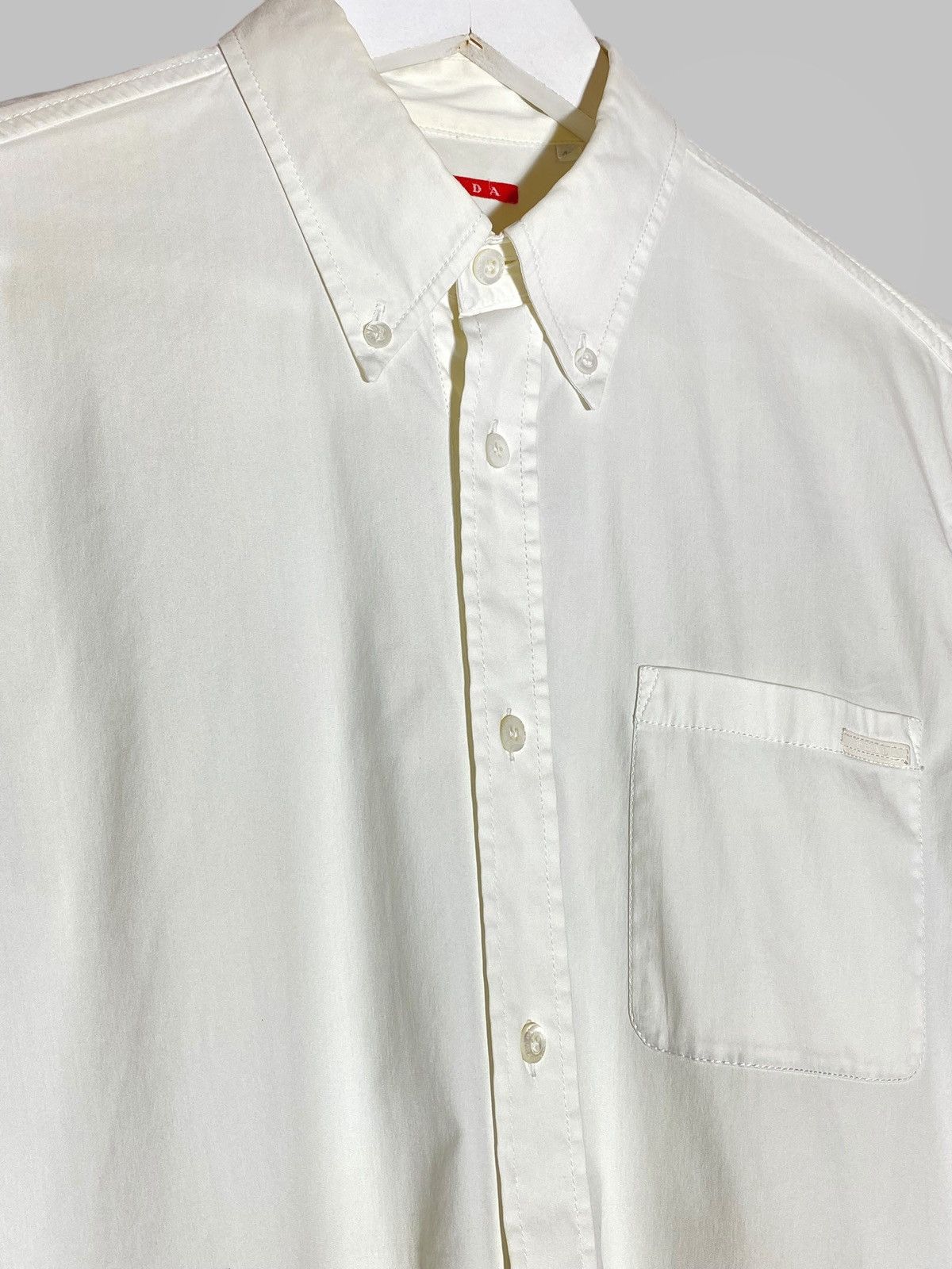 Prada Prada Tab Logo White Elastic Cotton Blend Pocket Shirt Size US M / EU 48-50 / 2 - 3 Thumbnail