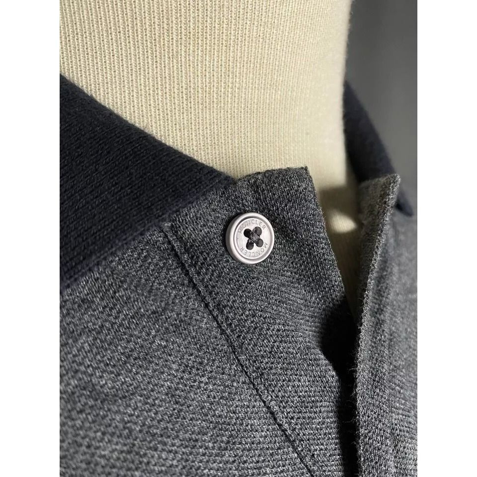 Moncler Moncler Maglia Men's Gray Collared Polo Longsleeve Sweater S Size US M / EU 48-50 / 2 - 10 Thumbnail