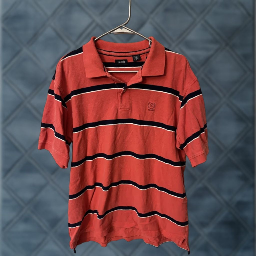 Izod VINTAGE Izod Polo Shirt Mens L Pink Cotton Striped Golf Size US L / EU 52-54 / 3 - 1 Thumbnail