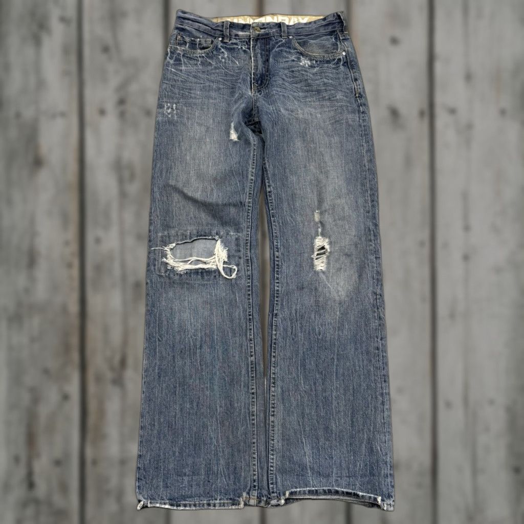 VINTAGE UnionBay Men Wide Leg Jeans 32 Waist Denim 90s Grunge Hip Hop Festival