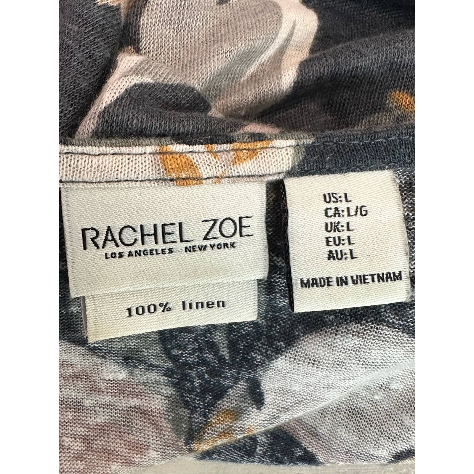 Rachel Zoe Rachel Zoe gray floral linen short sleeves top size L Size L / US 10 / IT 46 - 3 Thumbnail
