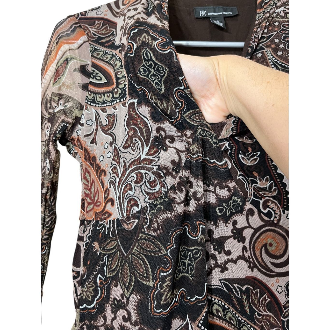I.N.C Vintage INC International Concepts Y2K Long Sleeve Paisley Top Size S Size S / US 4 / IT 40 - 6 Thumbnail