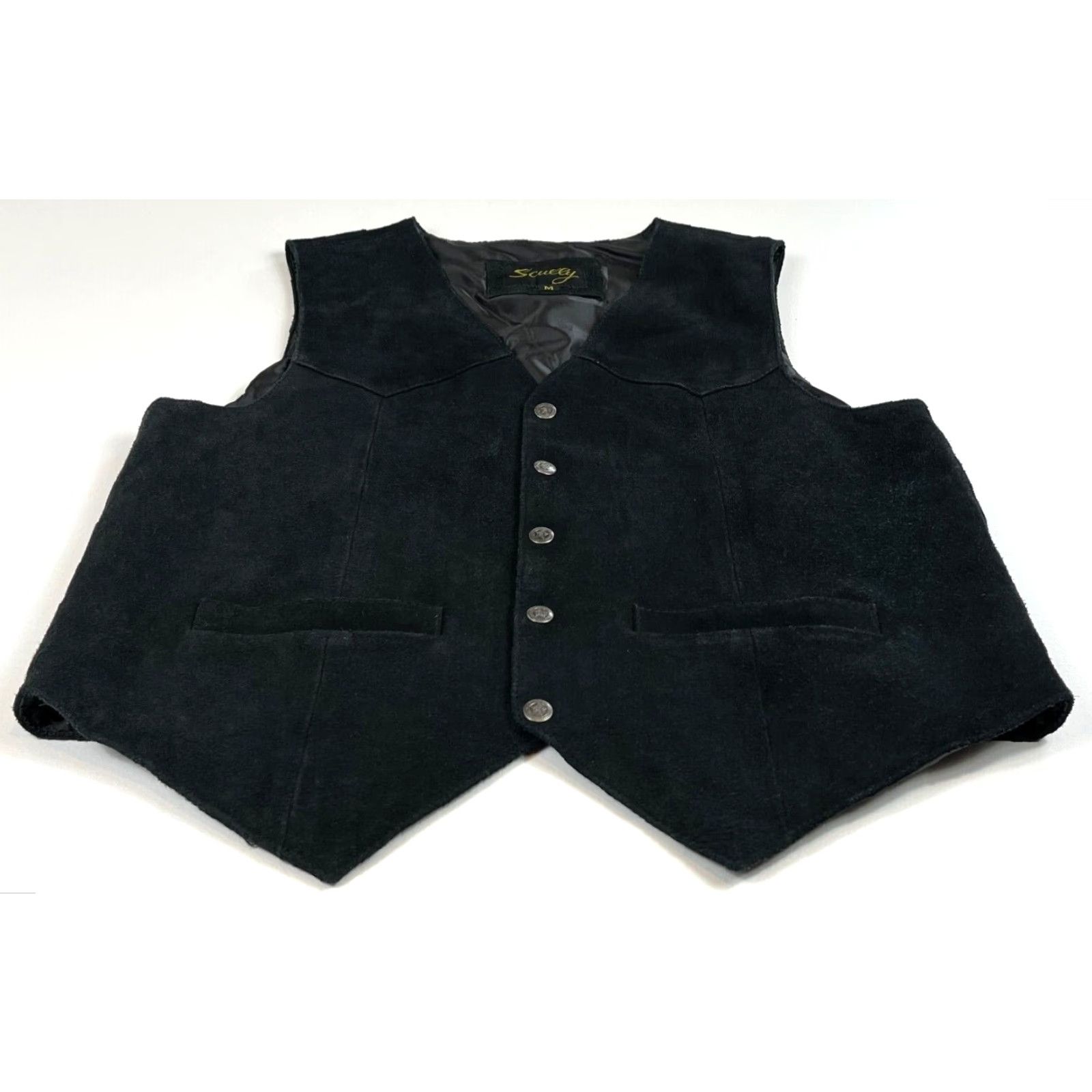 Scully Scully Men's Western Vest Shirt Jacket Suede Leather Snap Front Black M Size US M / EU 48-50 / 2 - 5 Thumbnail