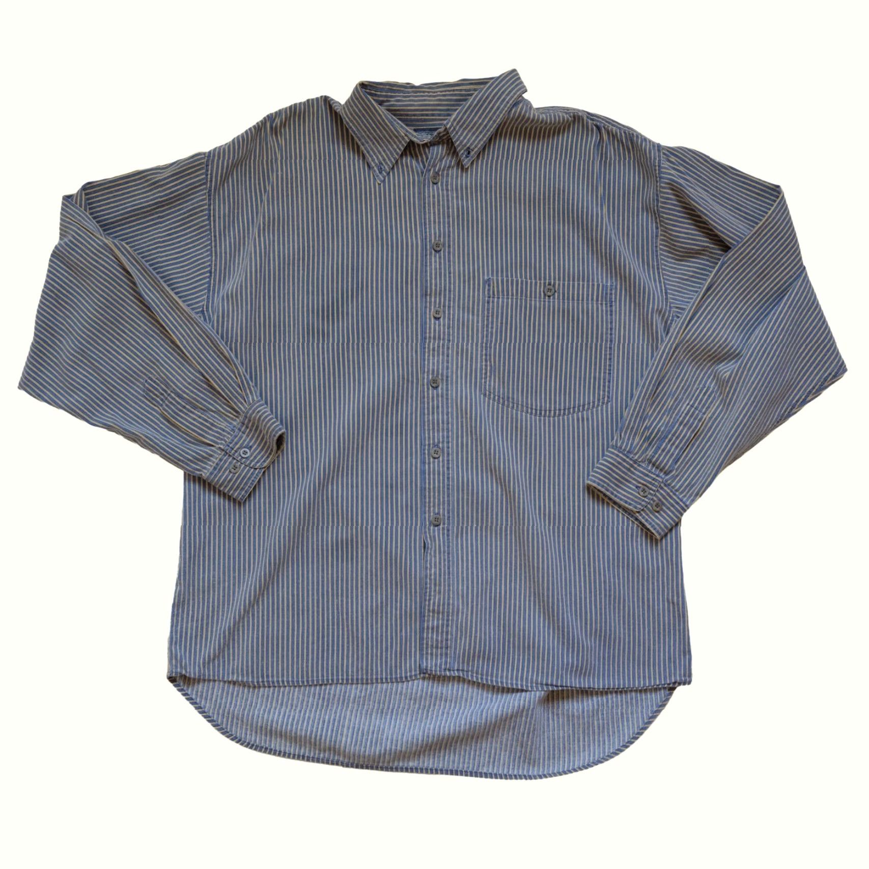 Vintage VINTAGE PIER CONNECTION STRIPE BUTTON-DOWN SHIRT L BLUE Cotton 90s Casual Mens Size US L / EU 52-54 / 3 - 2 Thumbnail