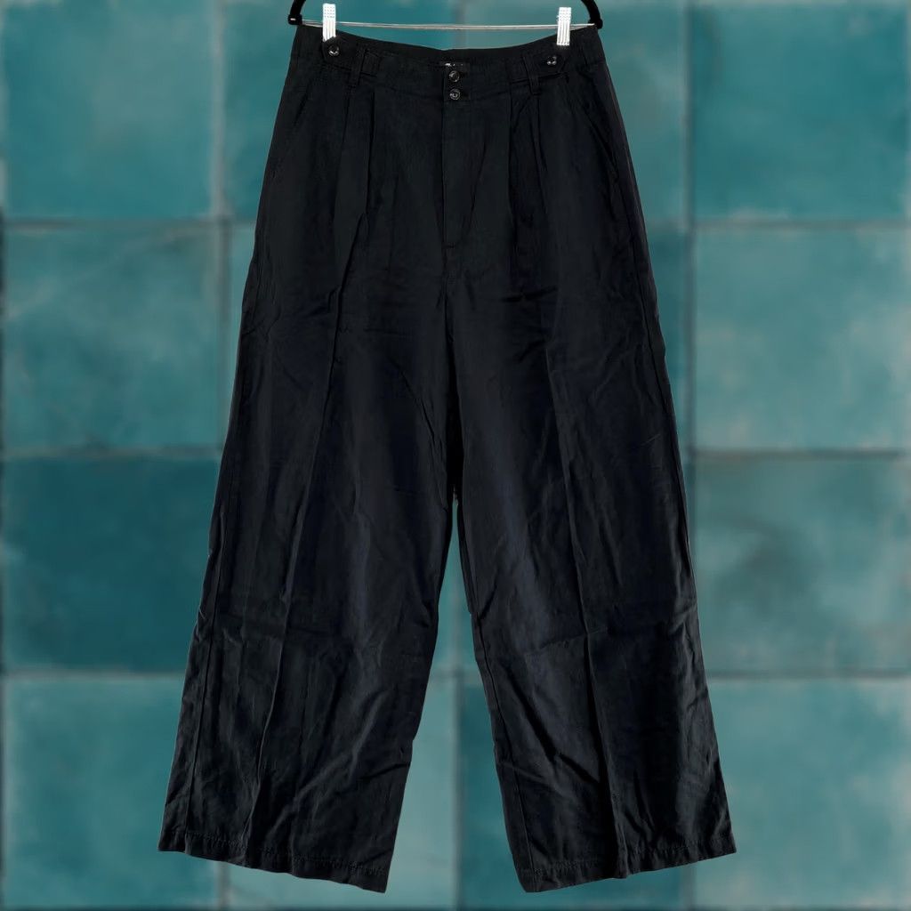 Madewell Madewell Wide Leg Wool Pants Womens 12T Tall Black Pleated Office Trousers Size 34" / US 12 / IT 48 - 1 Thumbnail