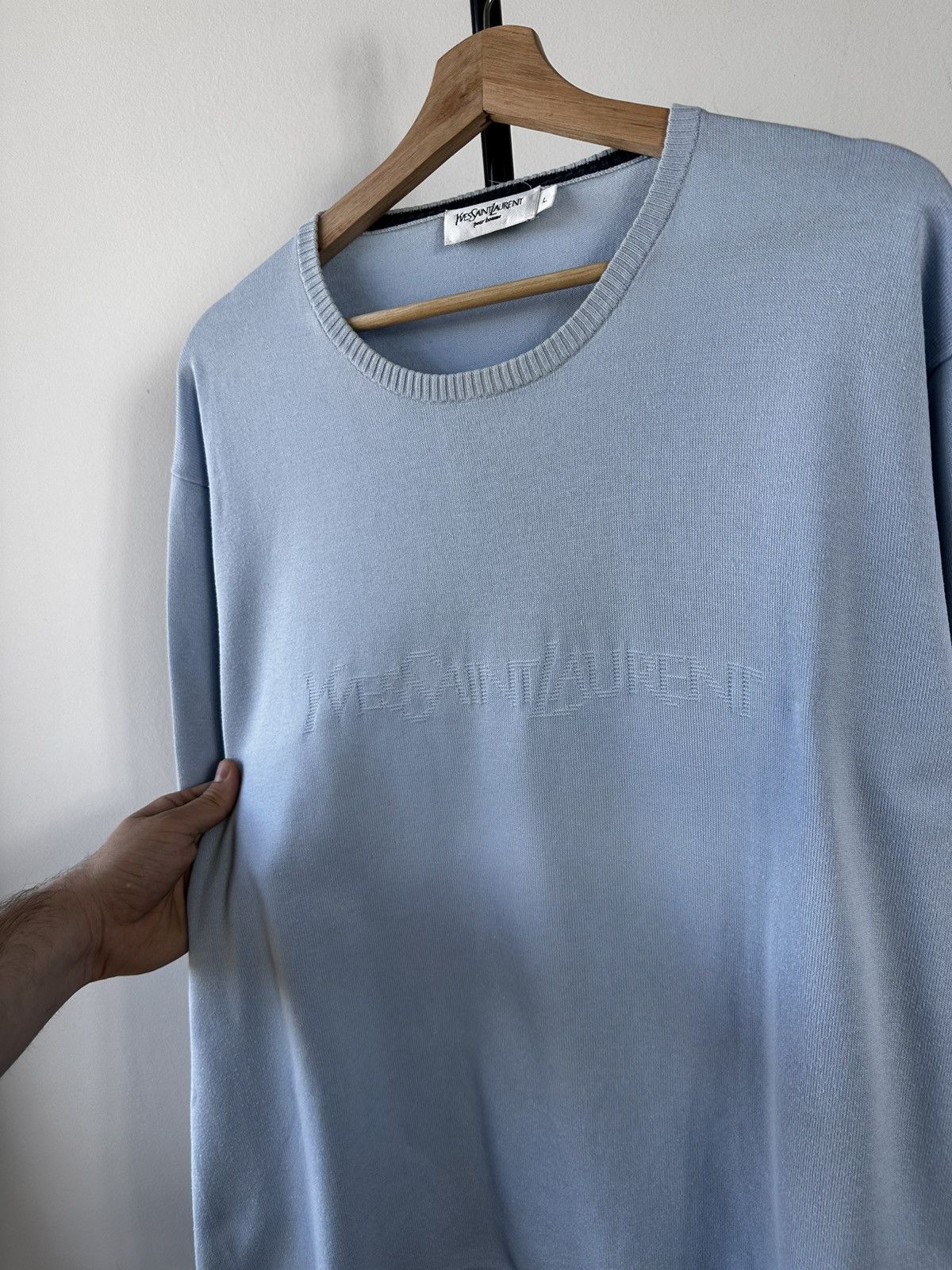 Yves Saint Laurent Vintage Yves Saint Laurent Pour Homme Tonal Logo Sweater Size US L / EU 52-54 / 3 - 5 Thumbnail