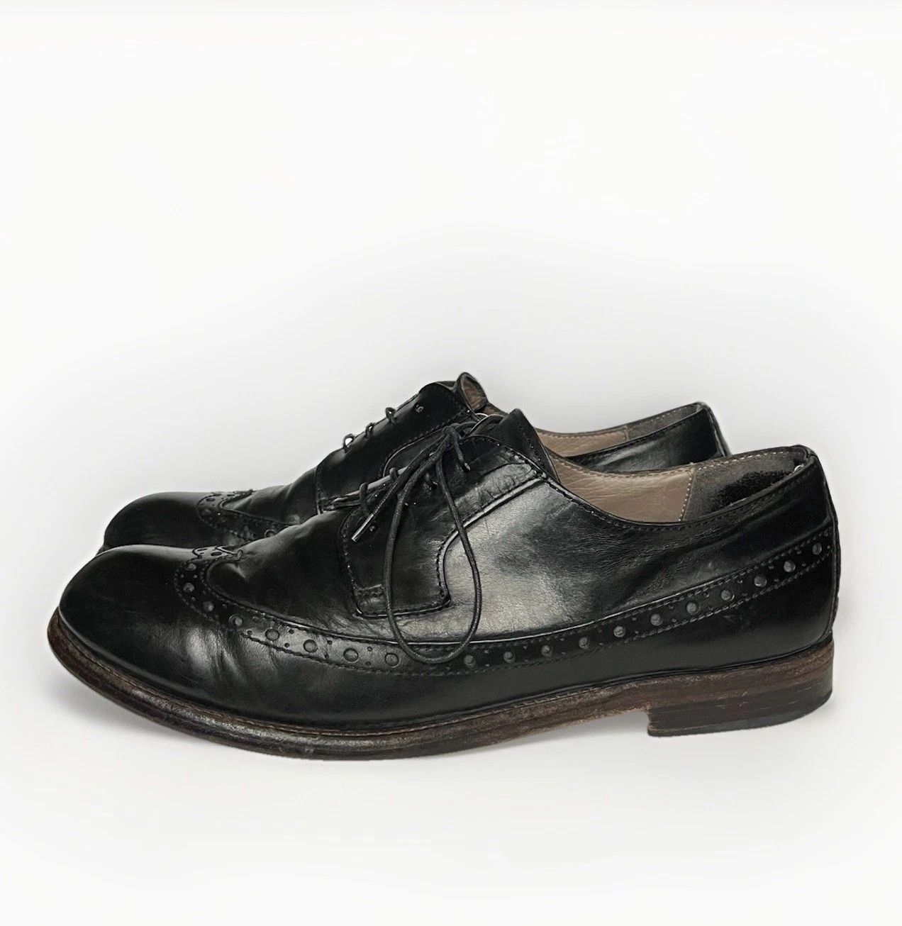 MoMa Leather Avant Garde Black Brogue Oxford Shoes Sz 44