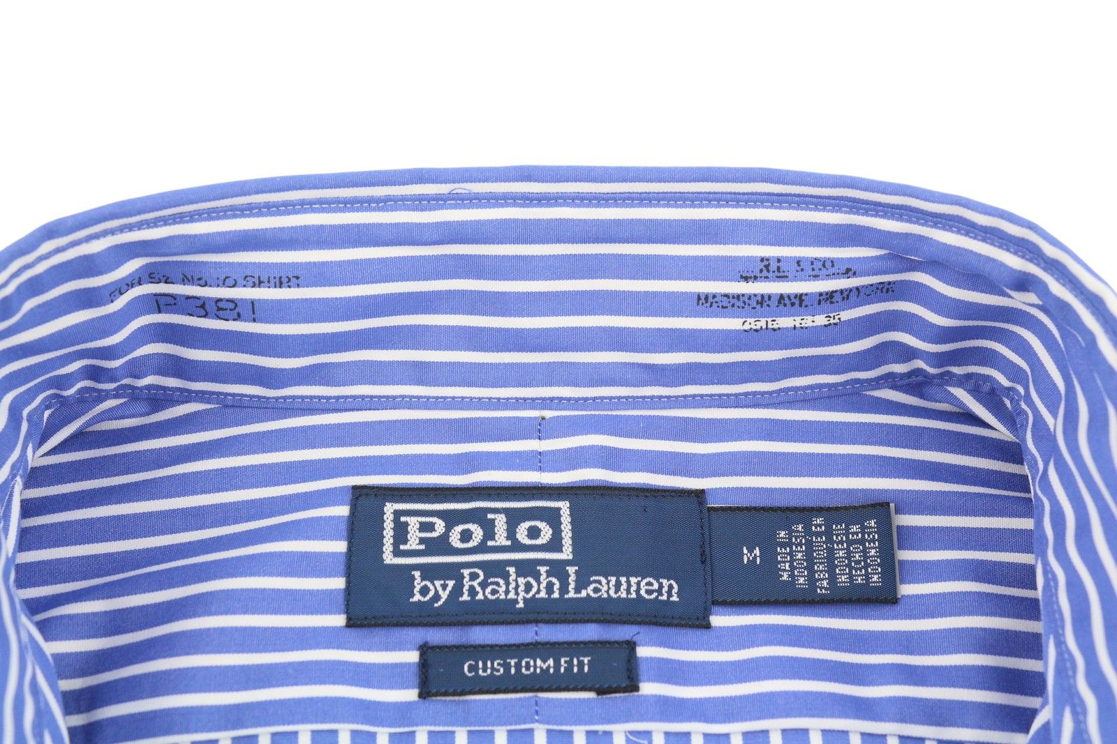 Ralph Lauren M Blue Striped Cutaway Neck Custom Fit Button-Up 87016 Size US M / EU 48-50 / 2 - 13 Thumbnail