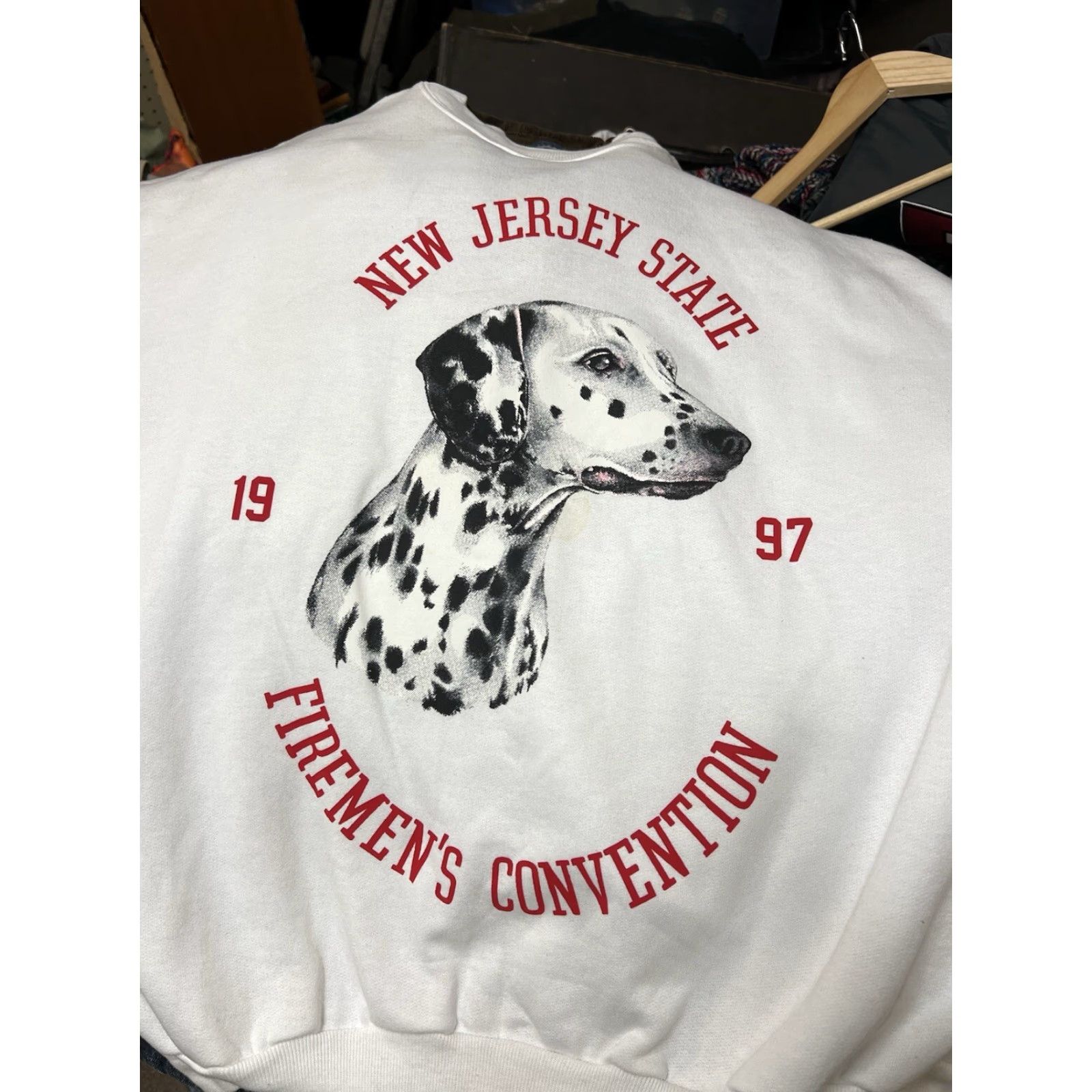 Hanes VINTAGE New Jersey State Firemen’s Convention Sweatshirt White XL Dalmatian 1997 90s Fireman Animals Dog Hanes Pullover Unisex Adults Cotton Blend Size US XL / EU 56 / 4 - 5 Thumbnail