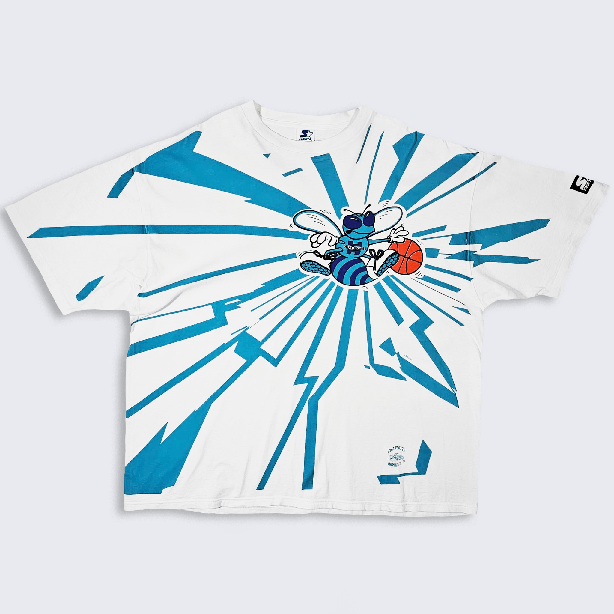 NBA Charlotte Hornets Vintage 90s Starter Shatter T-Shirt Size US XXL / EU 58 / 5 - 1 Thumbnail
