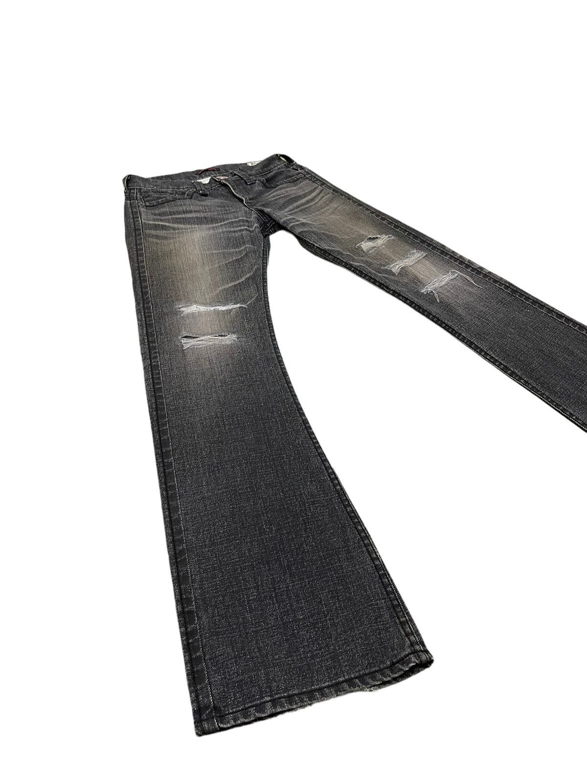 Japanese Brand Flare Jeans Blue Way Faded Thrash Distress Boot Cut 6🟦2 Size US 29 - 1 Thumbnail