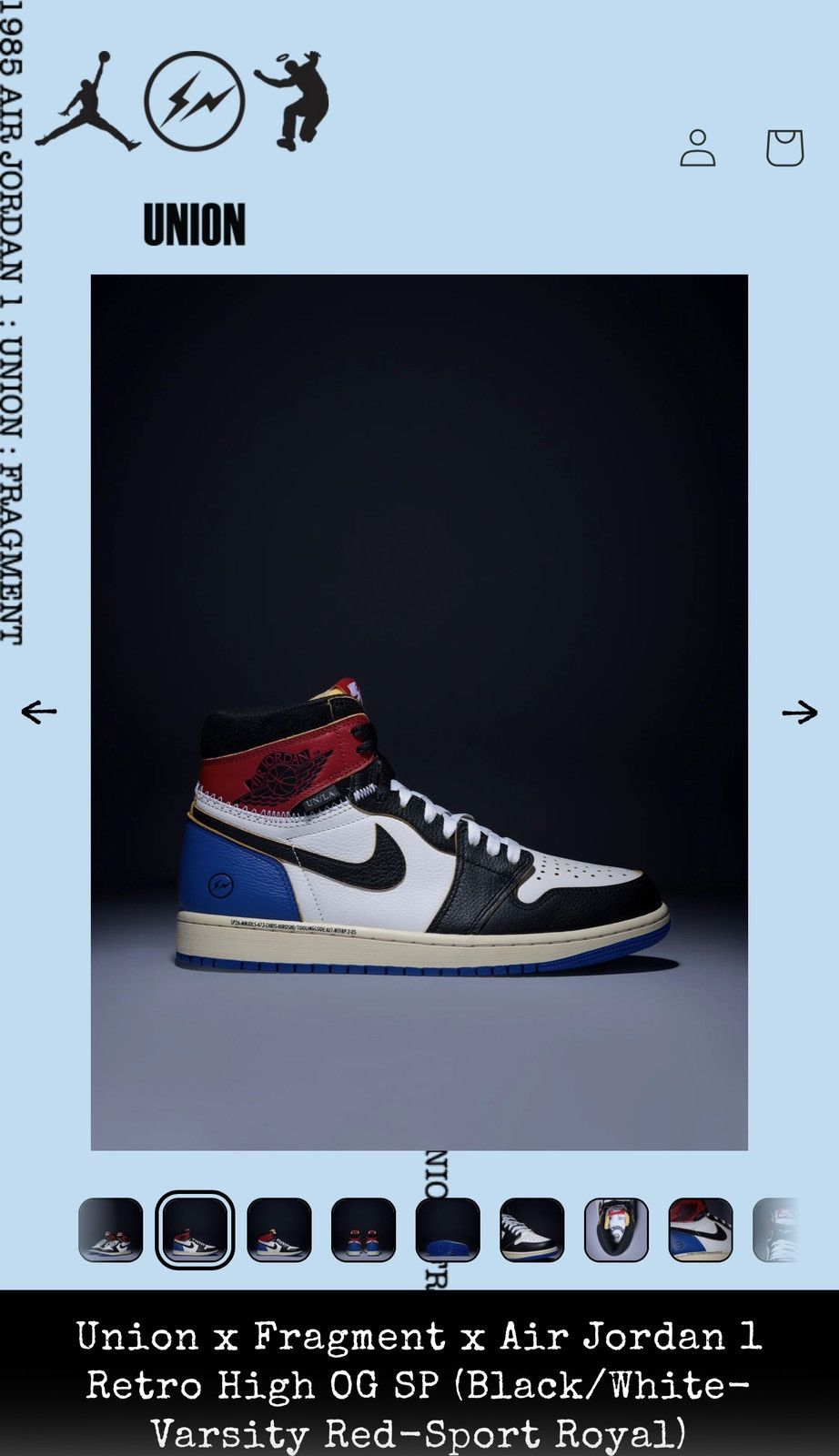 Jordan Brand × Union LA Union x Fragment x Air Jordan 1 Size US 13 / EU 46 - 2 Thumbnail