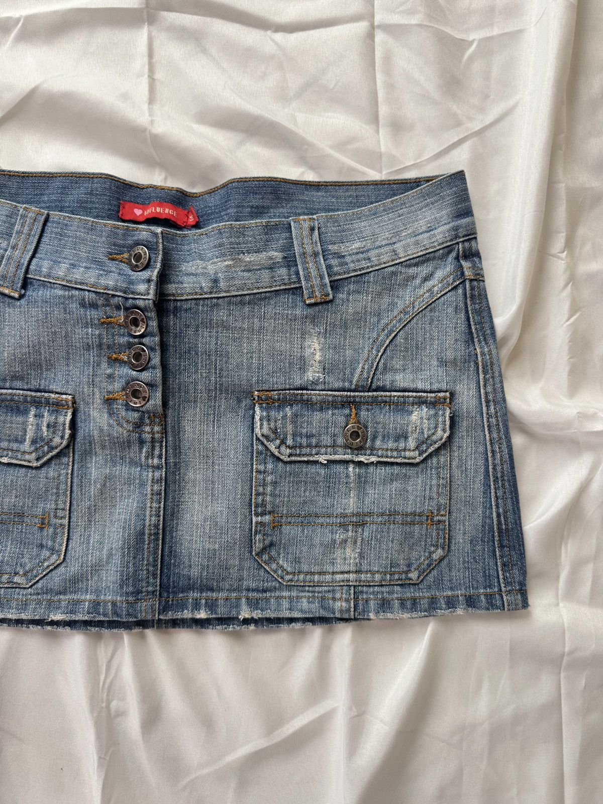 Hysteric Glamour Opium Y2K Bondage Distressed Washed Denim Mini Skirt Size 32" / US 10 / IT 46 - 3 Thumbnail