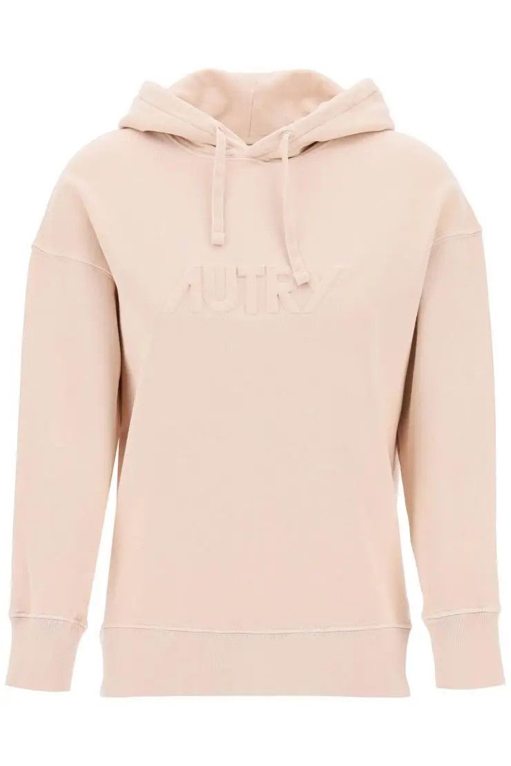 image of Autry O1S22I1N0324 Embossed Logo Hoodie In Light Pink, Women's (Size Large)