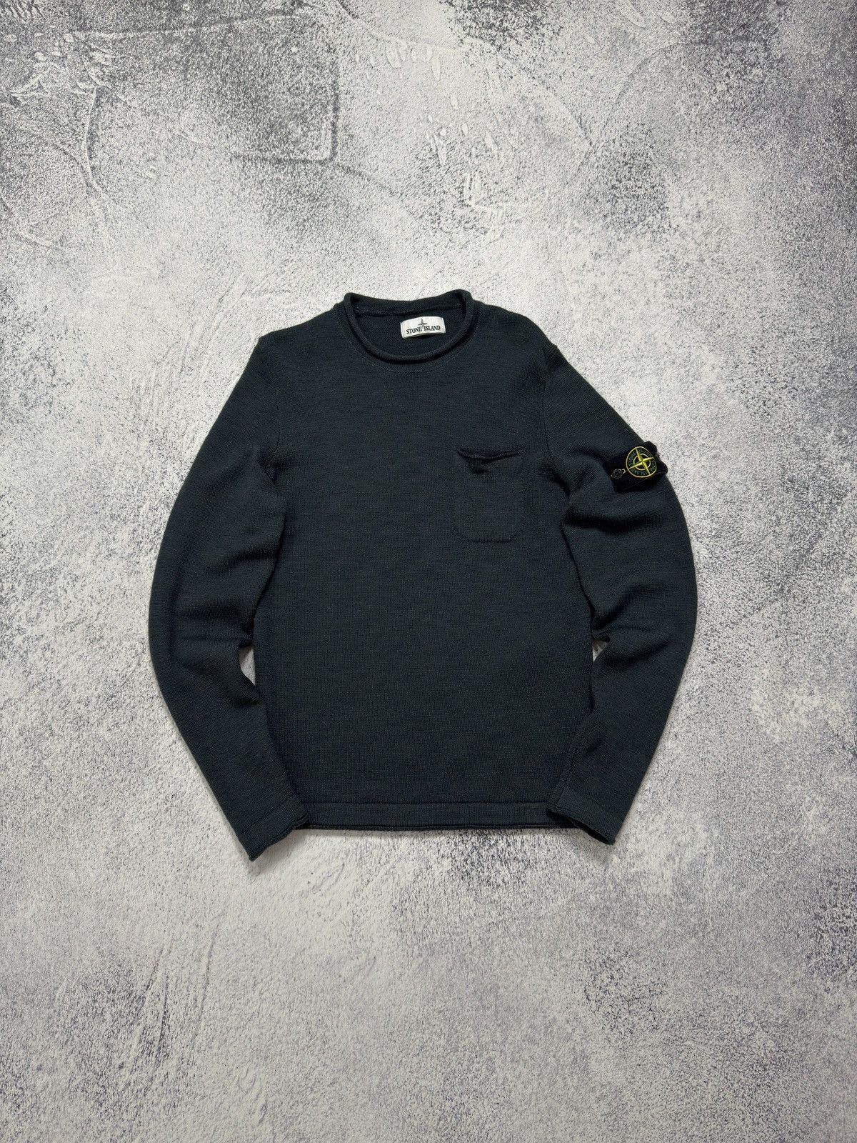 Stone Island Dark Green Roll Neck Wool Knit Pullover Sweater