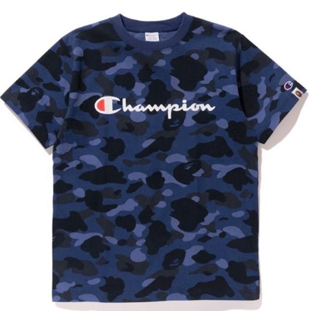 image of Bape Champion Color Camo Tee Blue, Men's (Size XL)