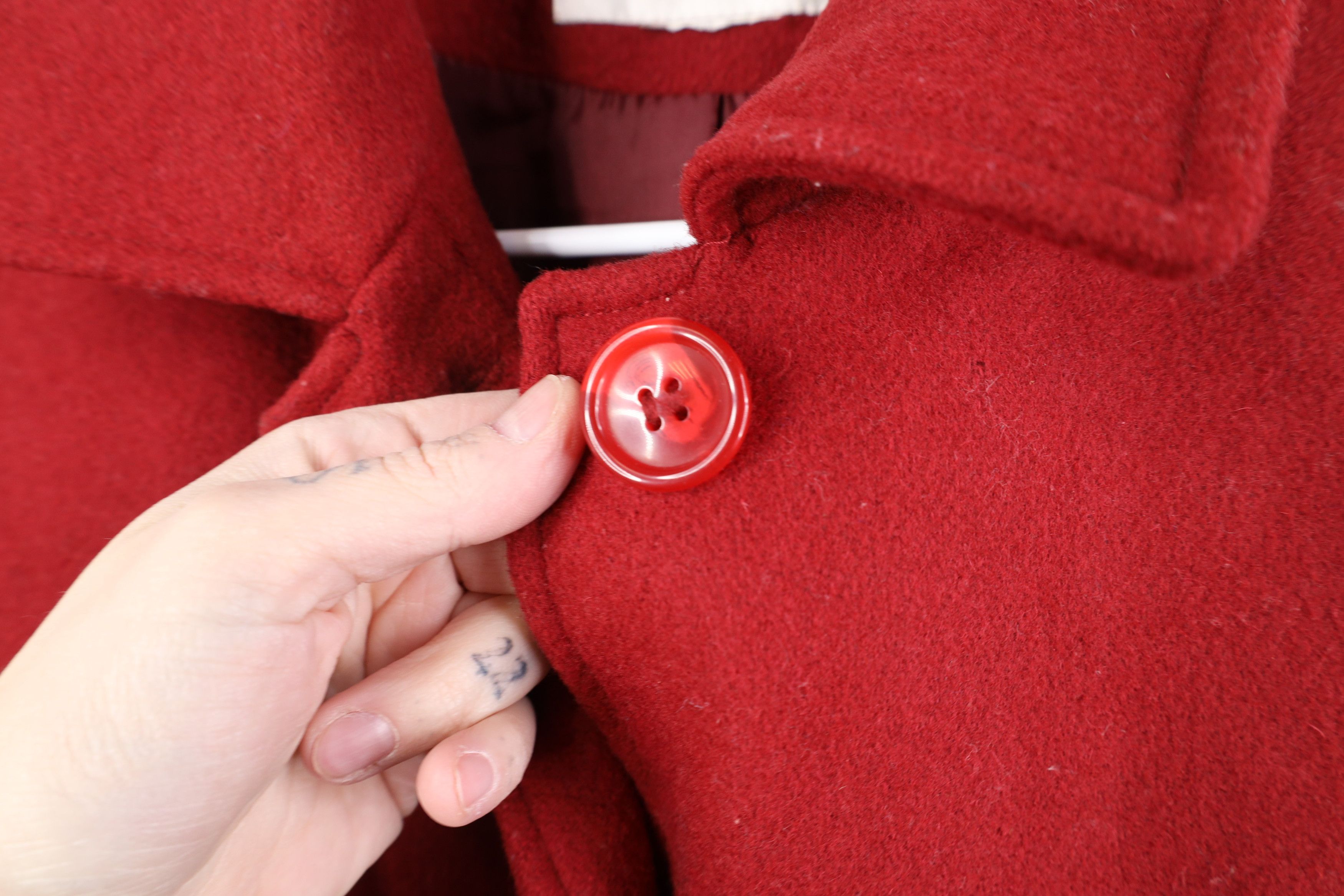 Vintage Vintage 90s Streetwear Wool Full Length Overcoat Jacket Red Size XXL / US 16-18 / IT 52-54 - 7 Thumbnail