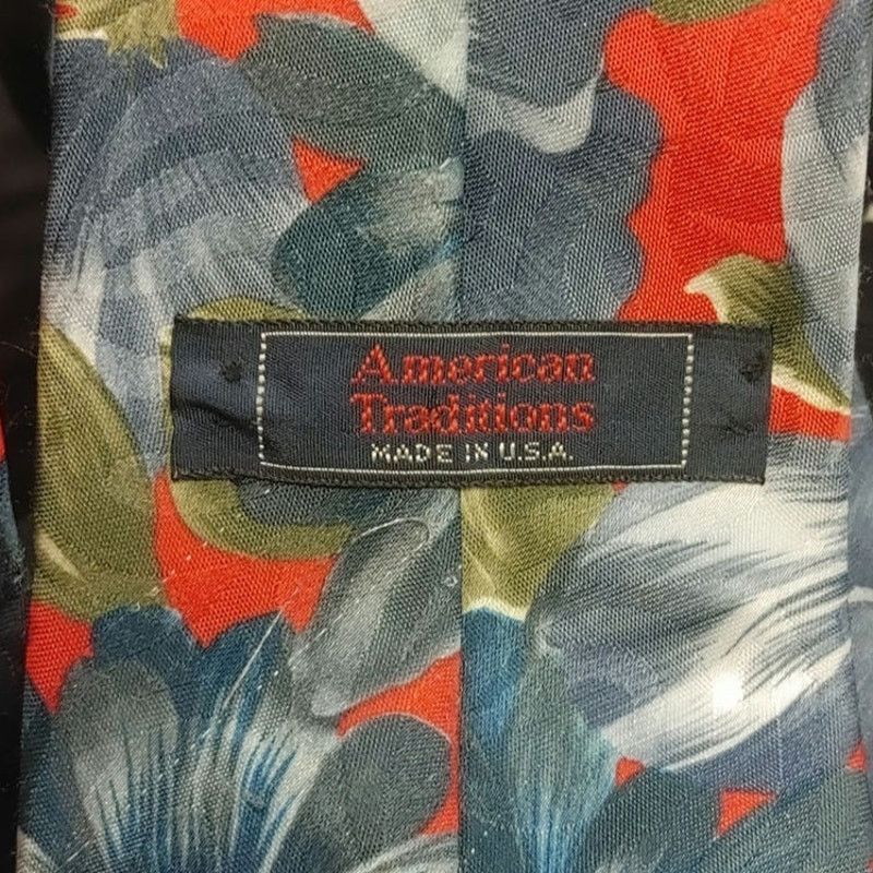 Other American Traditions Men's Polyester Red/Blue Floral Tie Size ONE SIZE - 3 Thumbnail