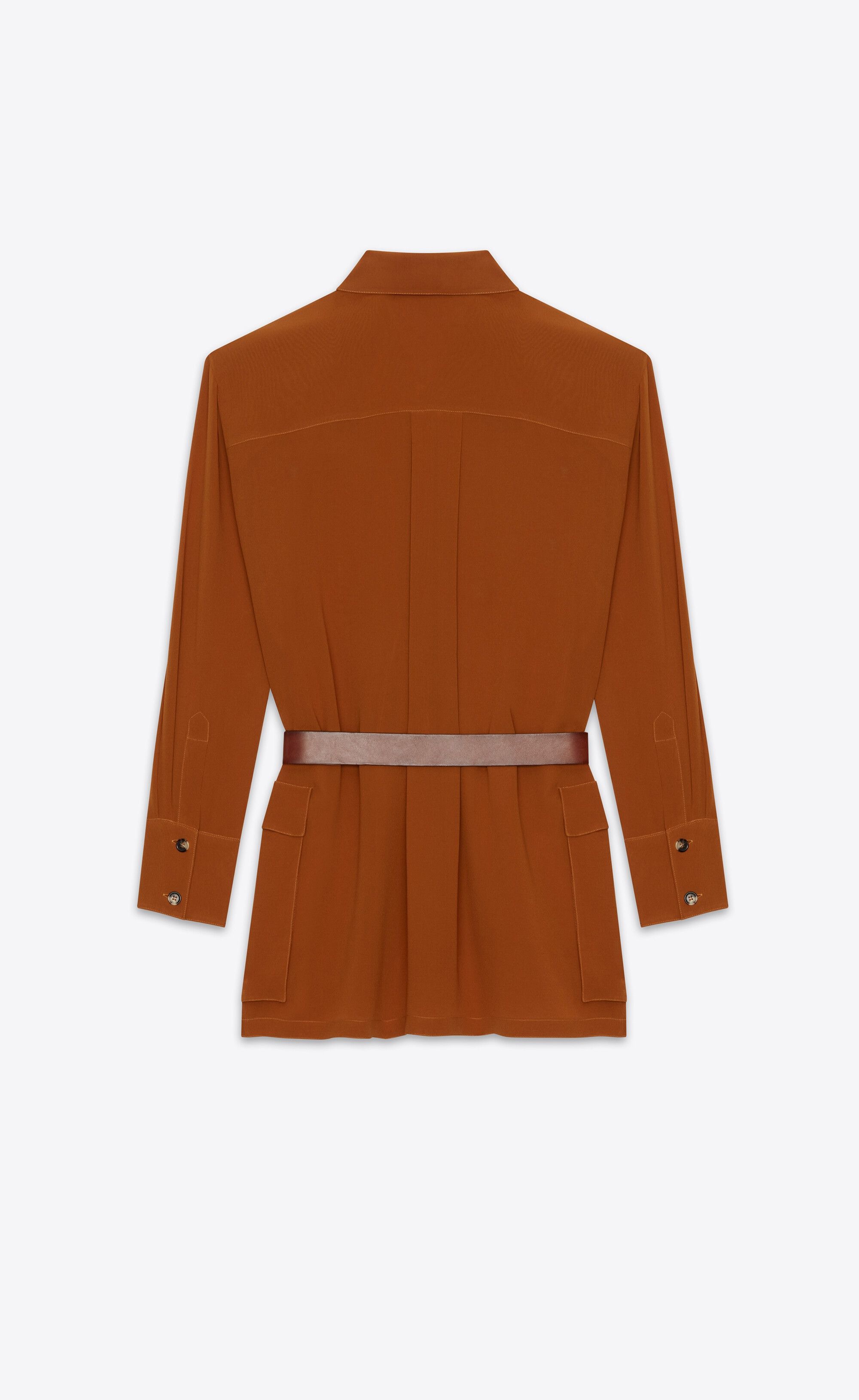 Saint Laurent Paris o1s1wg110625 Dup / 792871 Shirt And Pant Set in Silk Crepe Size 25" / US 0 / IT 36 - 3 Thumbnail